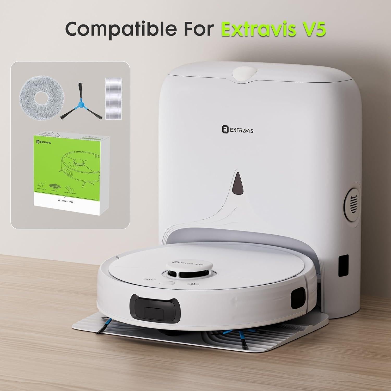 Kit de Reemplazo para Aspiradora Robot Extravis - 4 Cepillos, 2 Filtros HEPA, 2 Paños de Mopa