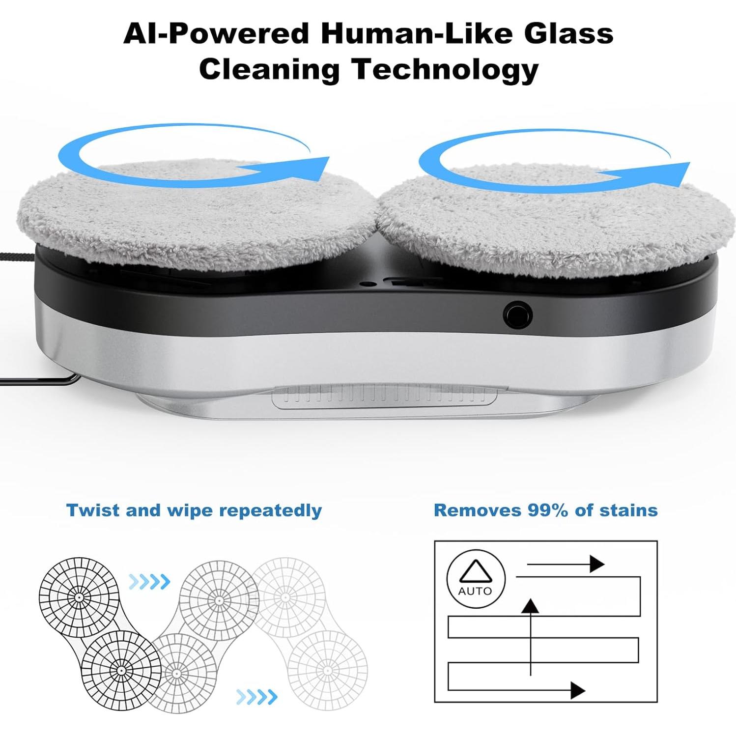 Smart Robot Window Cleaner, Auto Water Spray & AI Path Planning,Edge Detection & Remote Control, Window Cleaning Robot for Highrise Windows Glass Doors Inside & Outside