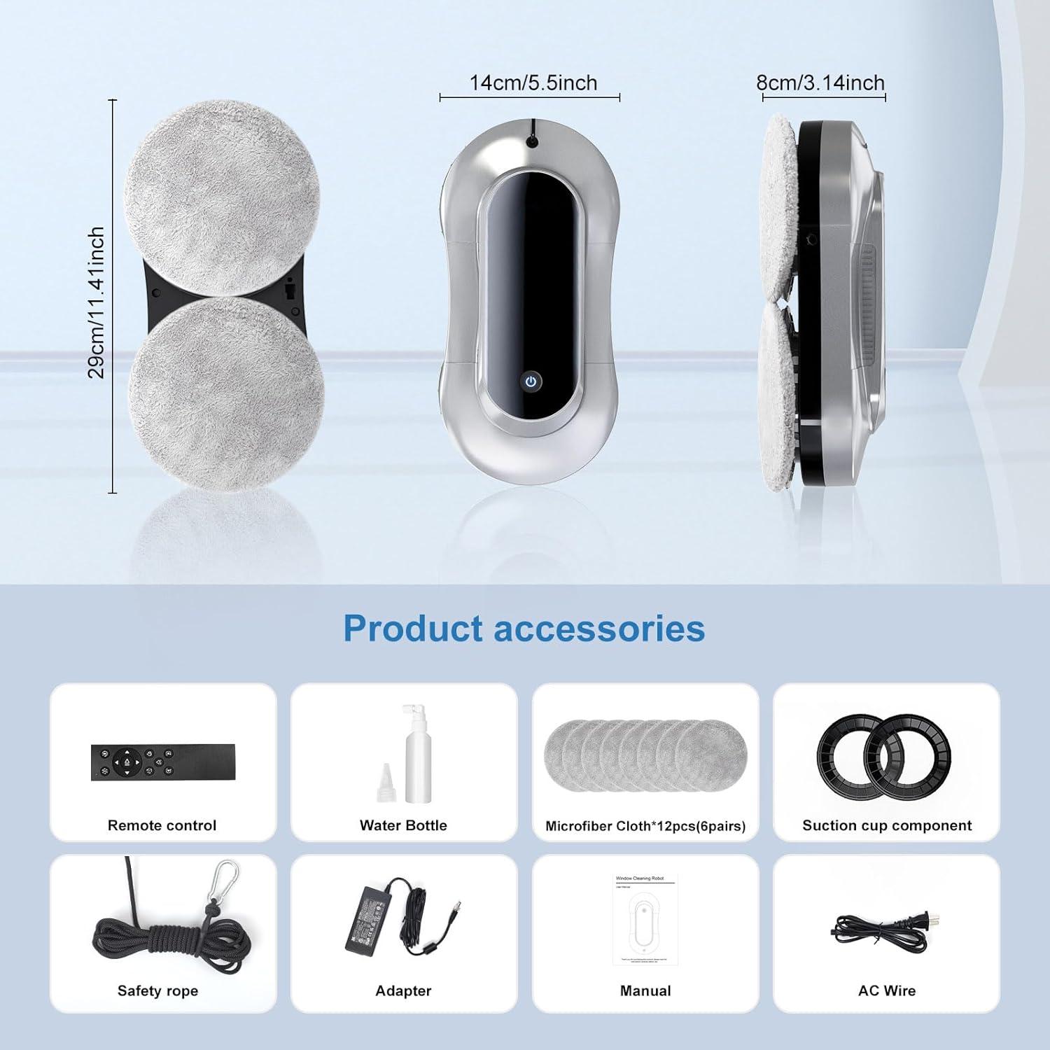 Smart Robot Window Cleaner, Auto Water Spray & AI Path Planning,Edge Detection & Remote Control, Window Cleaning Robot for Highrise Windows Glass Doors Inside & Outside