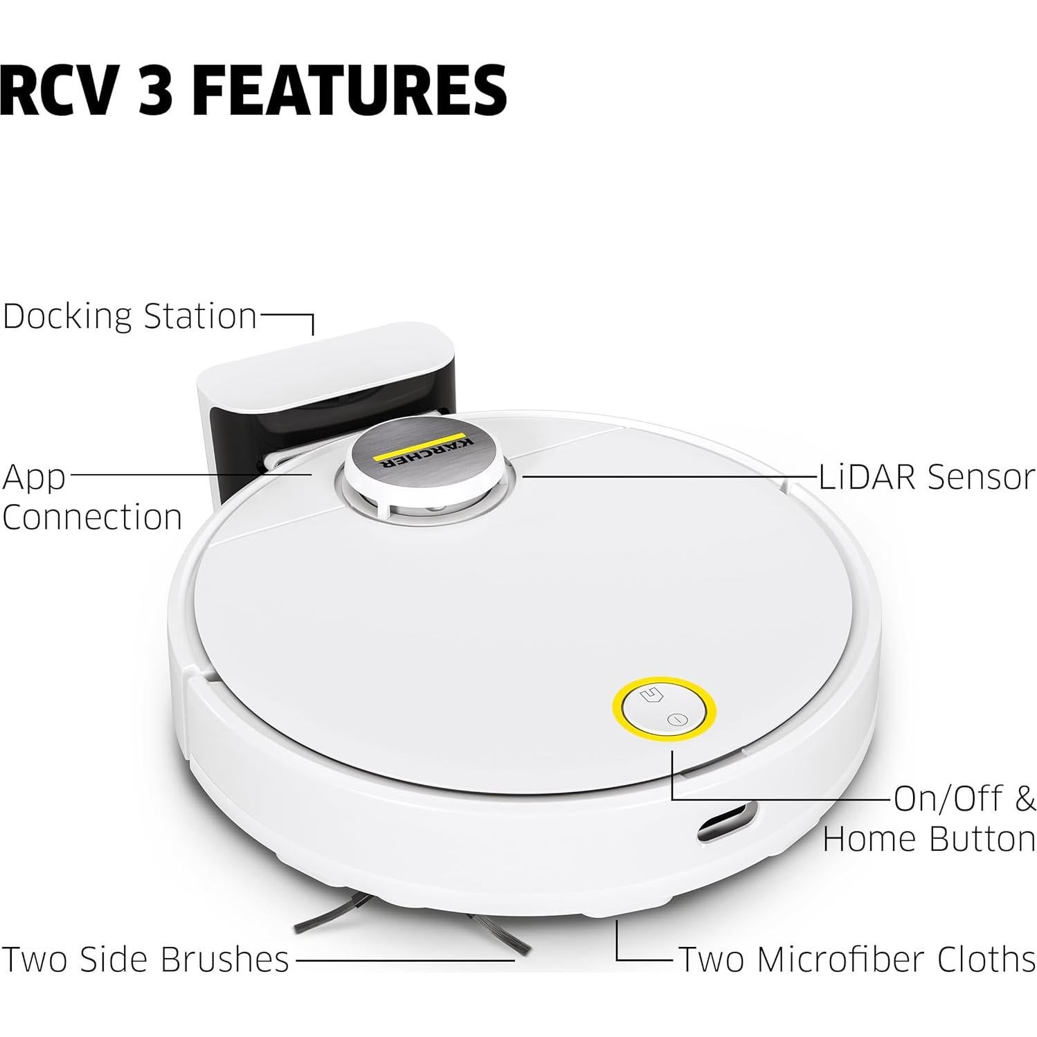 Aspiradora Robot RCV 3 Kärcher - 2500Pa, Navegación LiDAR, Mopa