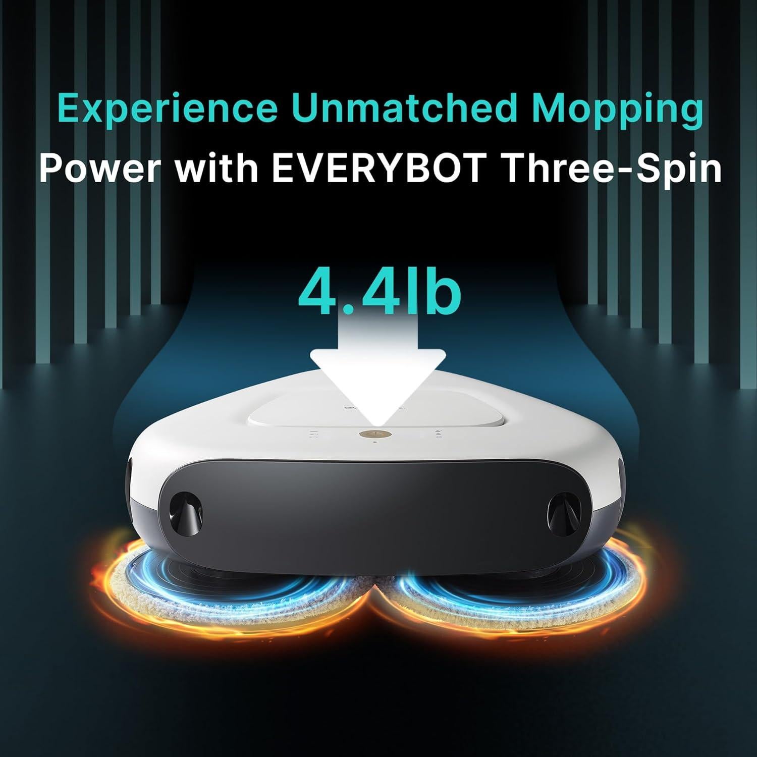 EVERYBOT Three-Spin Robot Mop - Ultra Quiet Smart Mopping Robot Cleaner Only | Powerful Stylish 3 Spin Wet Mop for Hard Floor & Tile Cleaning with Remote Control | Large Water Tank