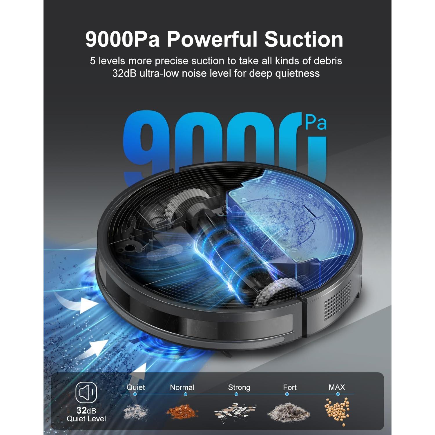 Aspiradora Robot Autovaciado 9000Pa - Ideal para Mascotas