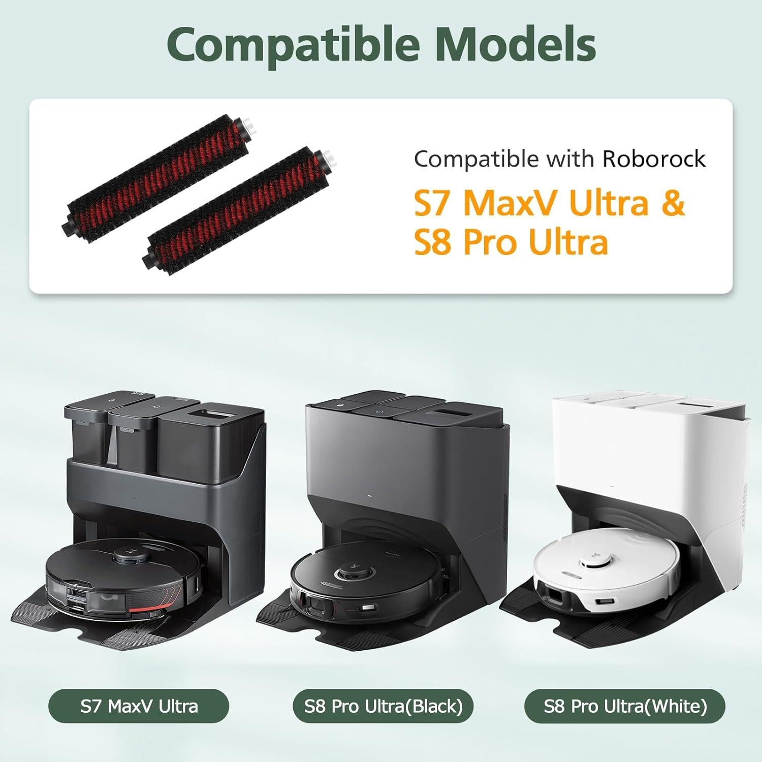 2 Cepillos de Limpieza Autolimpiantes isinlive para Roborock S8 Pro Ultra y S7 MaxV Ultra