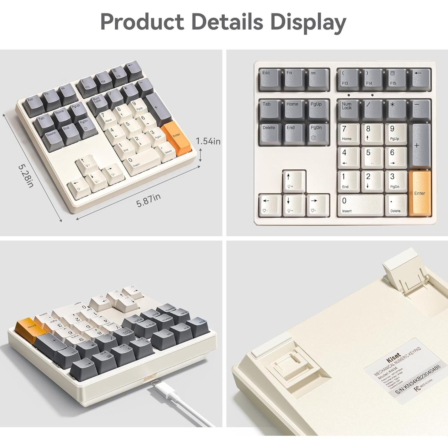 Teclado Numérico Mecánico Kisnt KN34 Retroiluminado PBT