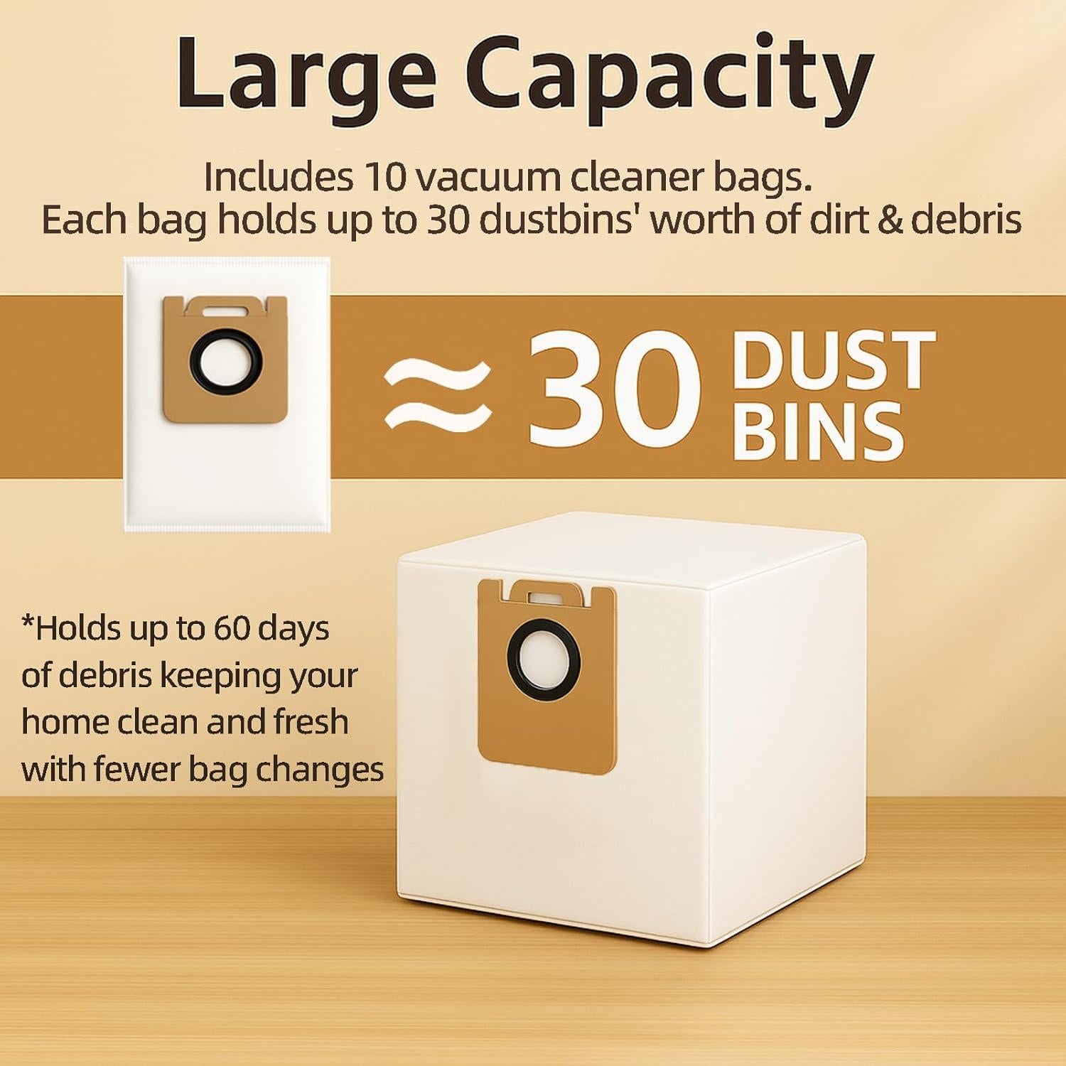 10 Bolsas de Polvo HUIZHEN 4L para Aspiradora Dreame D10 Plus