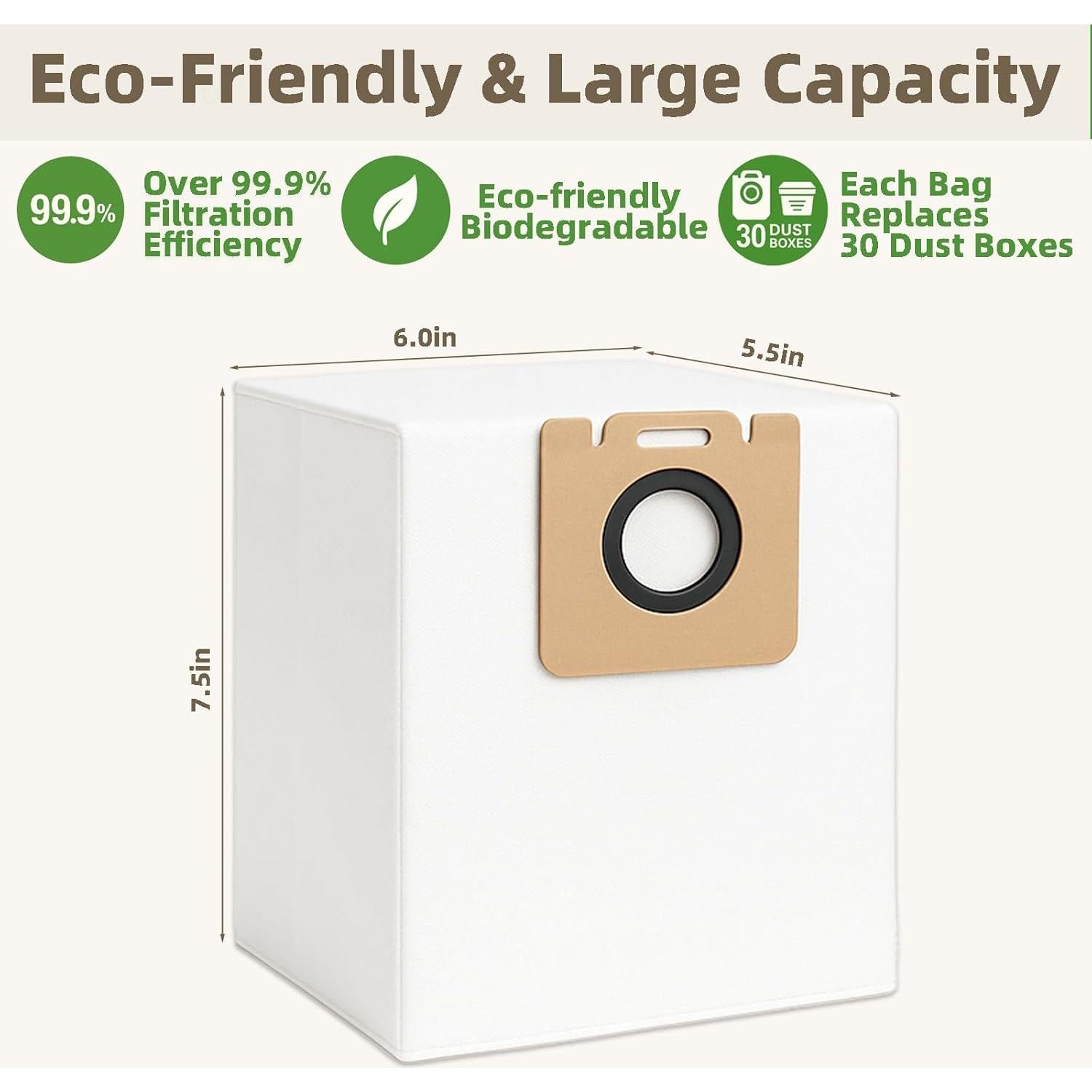 10 Bolsas de Polvo HUIZHEN 4L para Aspiradora Dreame D10 Plus