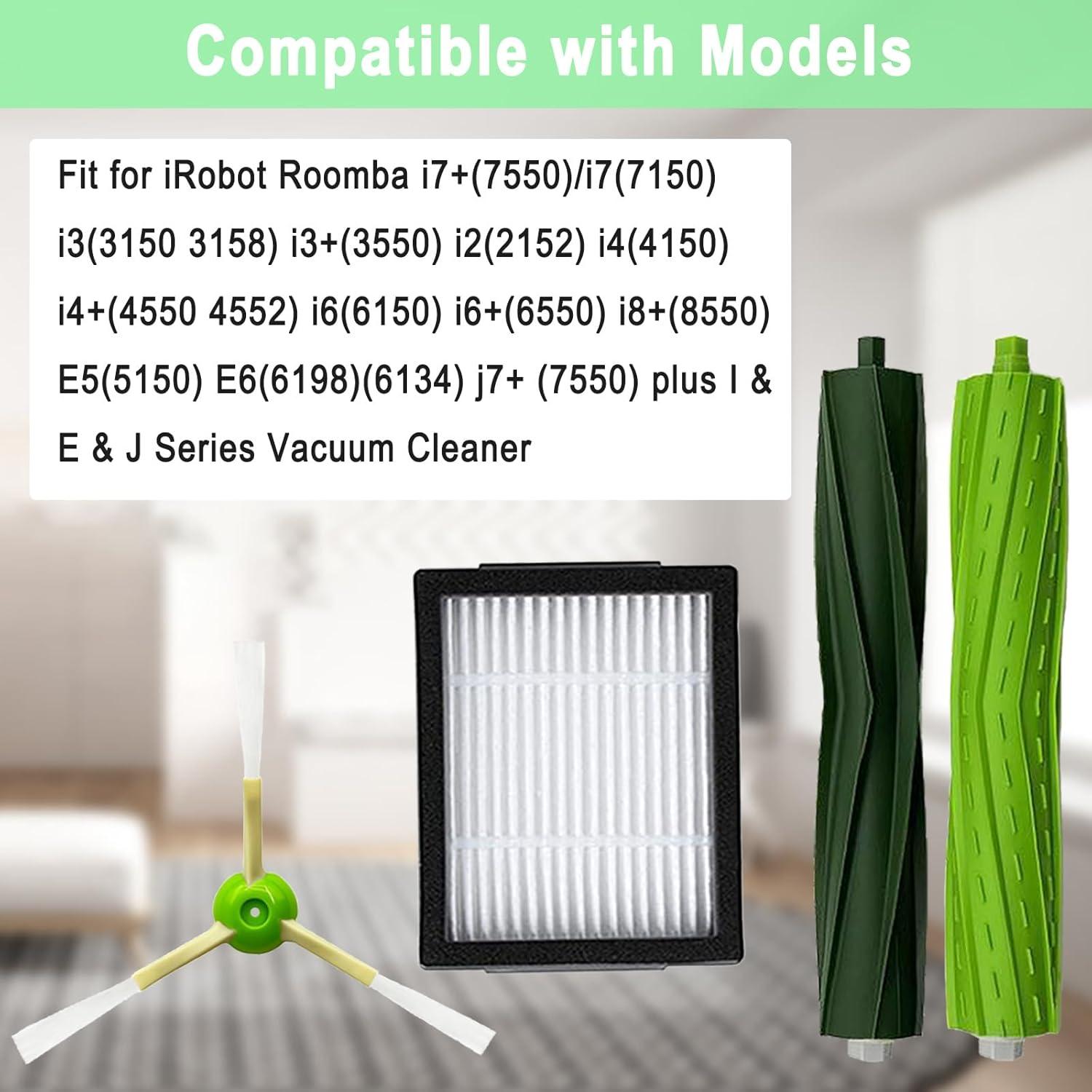 Kit de Repuestos para iRobot Roomba i3/i4/i5/i6/i7/J Series - 2 Cepillos, 6 Filtros