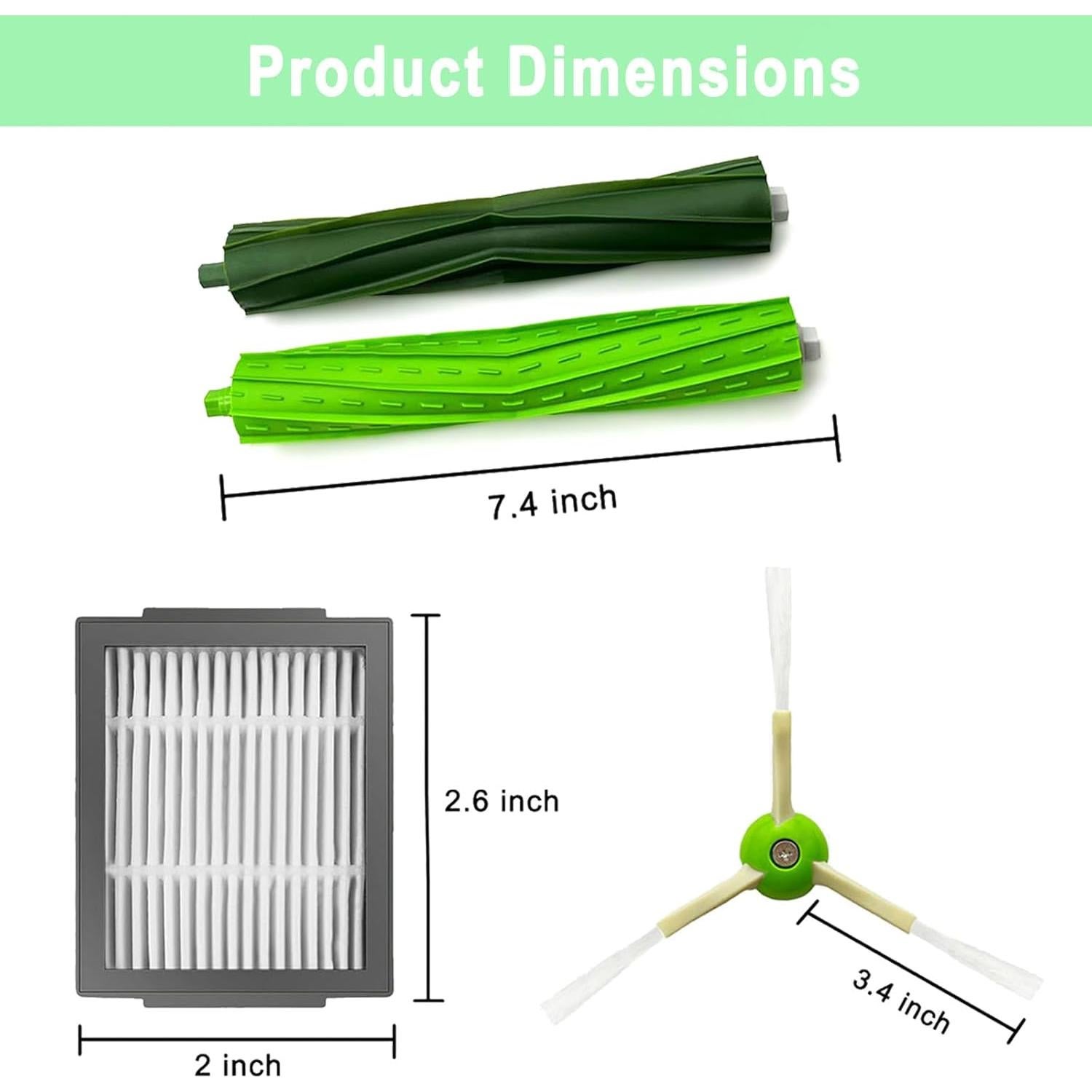 Kit de Repuestos para iRobot Roomba i3/i4/i5/i6/i7/J Series - 2 Cepillos, 6 Filtros