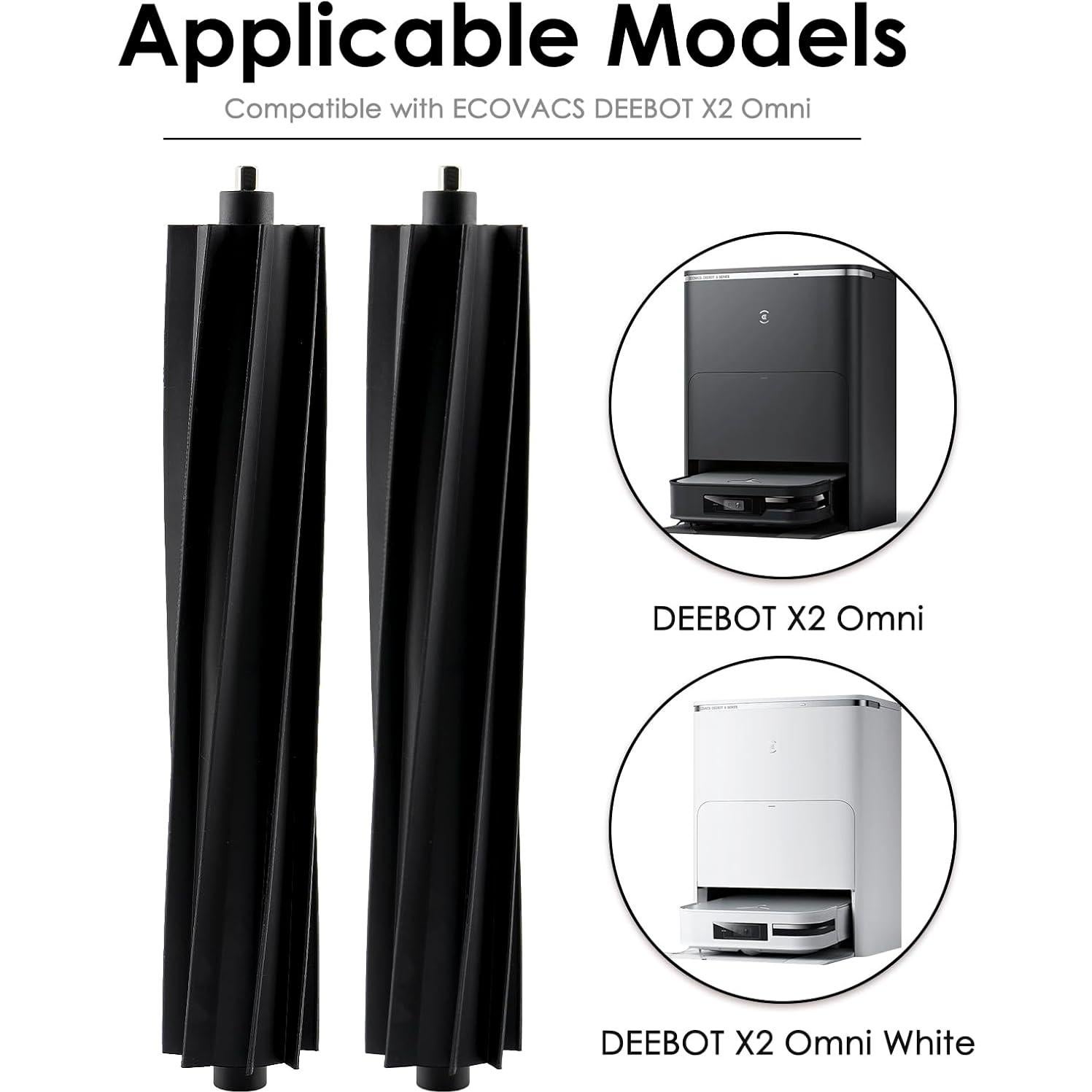 Cepillo de Rodillo de Goma 2 Piezas CHAIN PEAK para ECOVACS DEEBOT X2