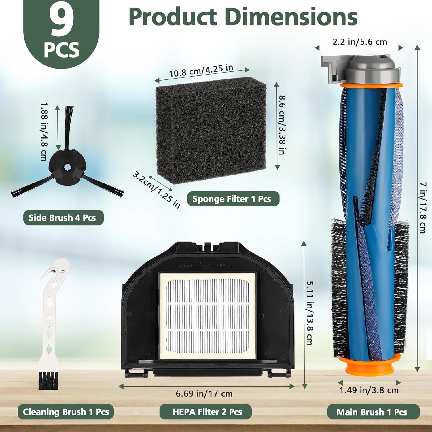 Vacuum Replacement Parts Compatible With Shark RV2310AE AV2310AE RV2310AE RV2320S UR2350AE RV2300S Matrix Robot Vacuum Cleaner, 1 Brush, 2 HEPA Filter, 4 Side Brush, 1 Sponge Filter(Not For RV2310)