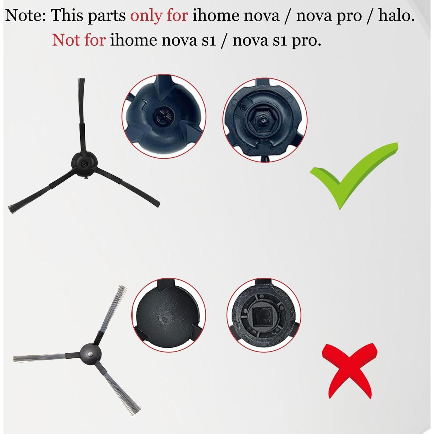 Replacement Parts for iHome AutoVac Nova, Nova Pro, iHRV6, iHRV14, iHRV7 Self Empty Robot Vacuum Cleaner Accessories