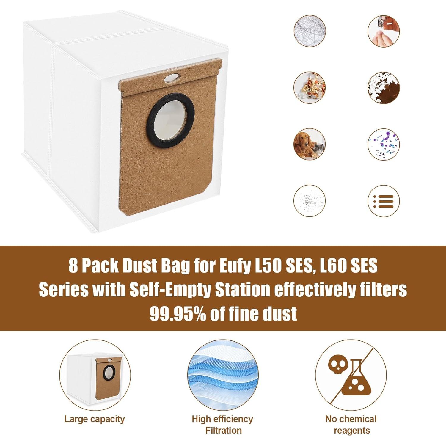 8 Bolsas de Polvo Leadbetter para Eufy L50 SES y L60 SES