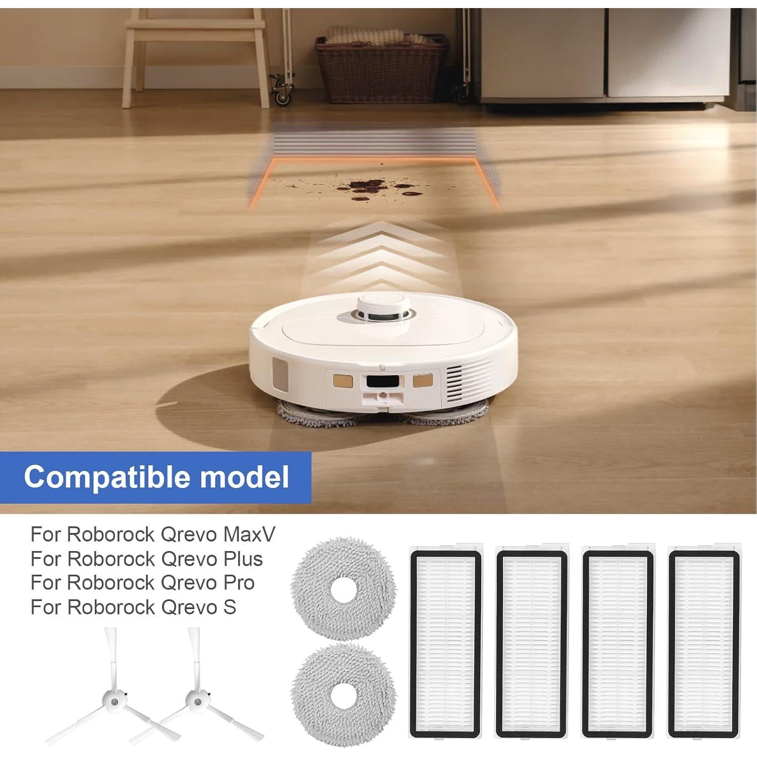 Kit de Accesorios para Roborock Qrevo MaxV Pro S - 2 Mopas, 4 Filtros HEPA, 2 Cepillos
