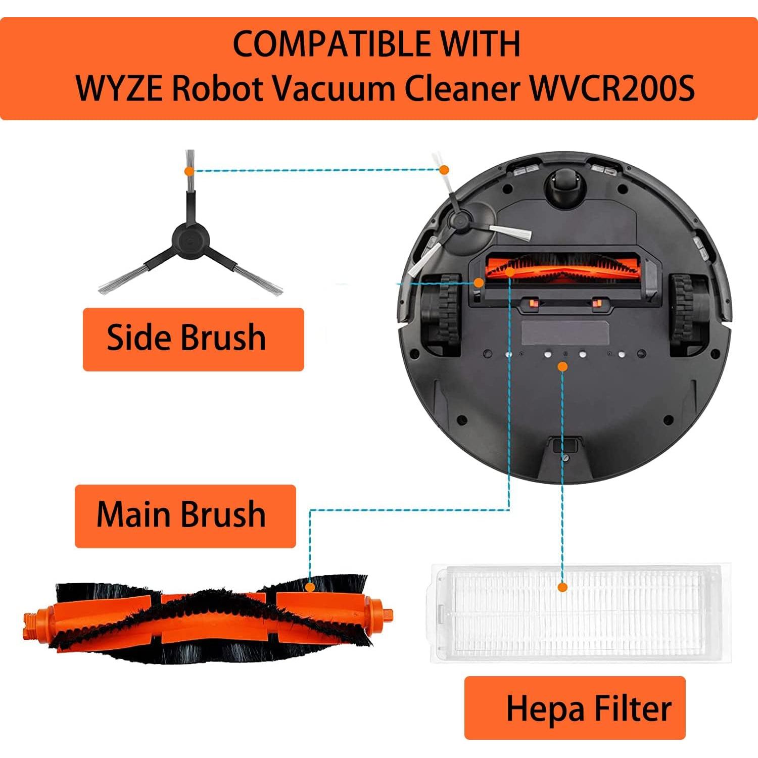 Repuestos Aspiradora Robot WYZE WVCR200S - 1 Rodillo, 4 Cepillos, 2 Filtros HEPA