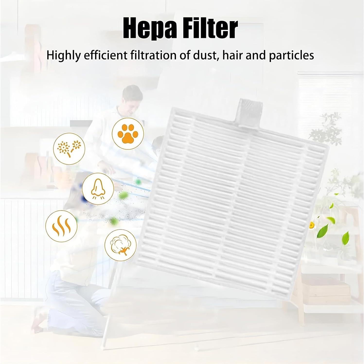 Accesorios de Aspiradora Robot Liwoowe T20+ - 1 Cepillo Principal, 4 Laterales, 4 Mopas, 2 Filtros HEPA