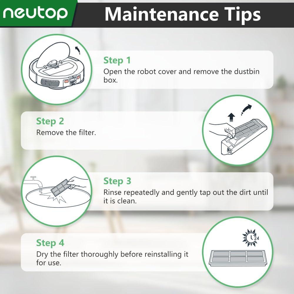 Filtros HEPA Neutop para Aspiradoras Robot Roborock Q5 Q5+ Q5 Plus - Paquete de 8