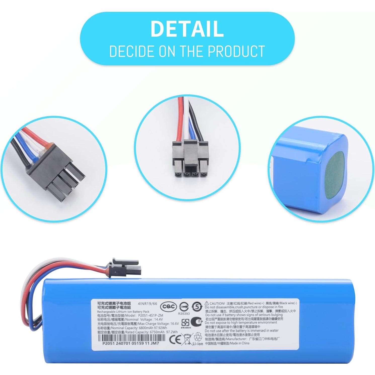 Batería de Reemplazo 6800mAh 14.4V para Aspiradora Dreame D9/D10
