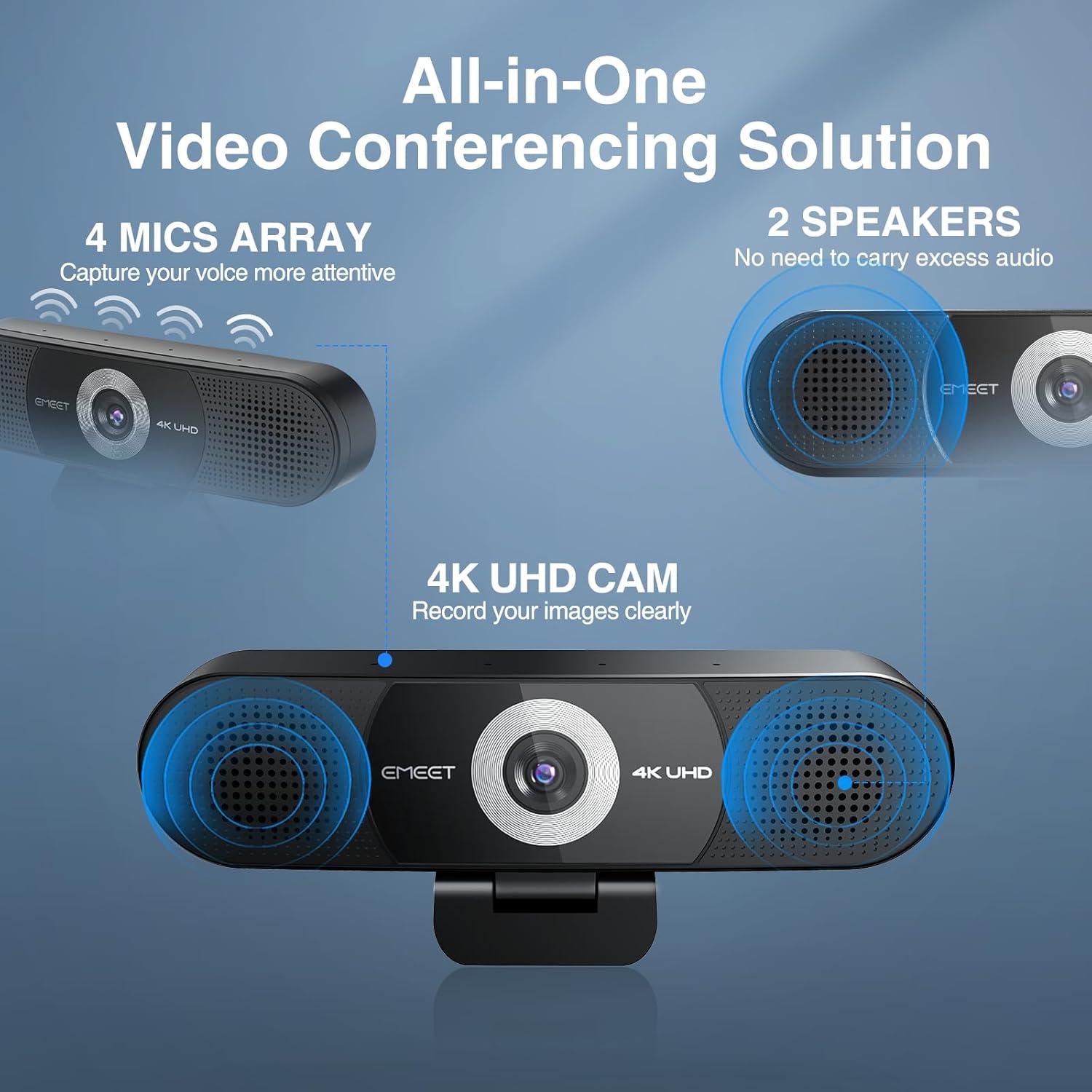 Webcam EMEET C980 PRO 4K con Micrófono y Altavoces