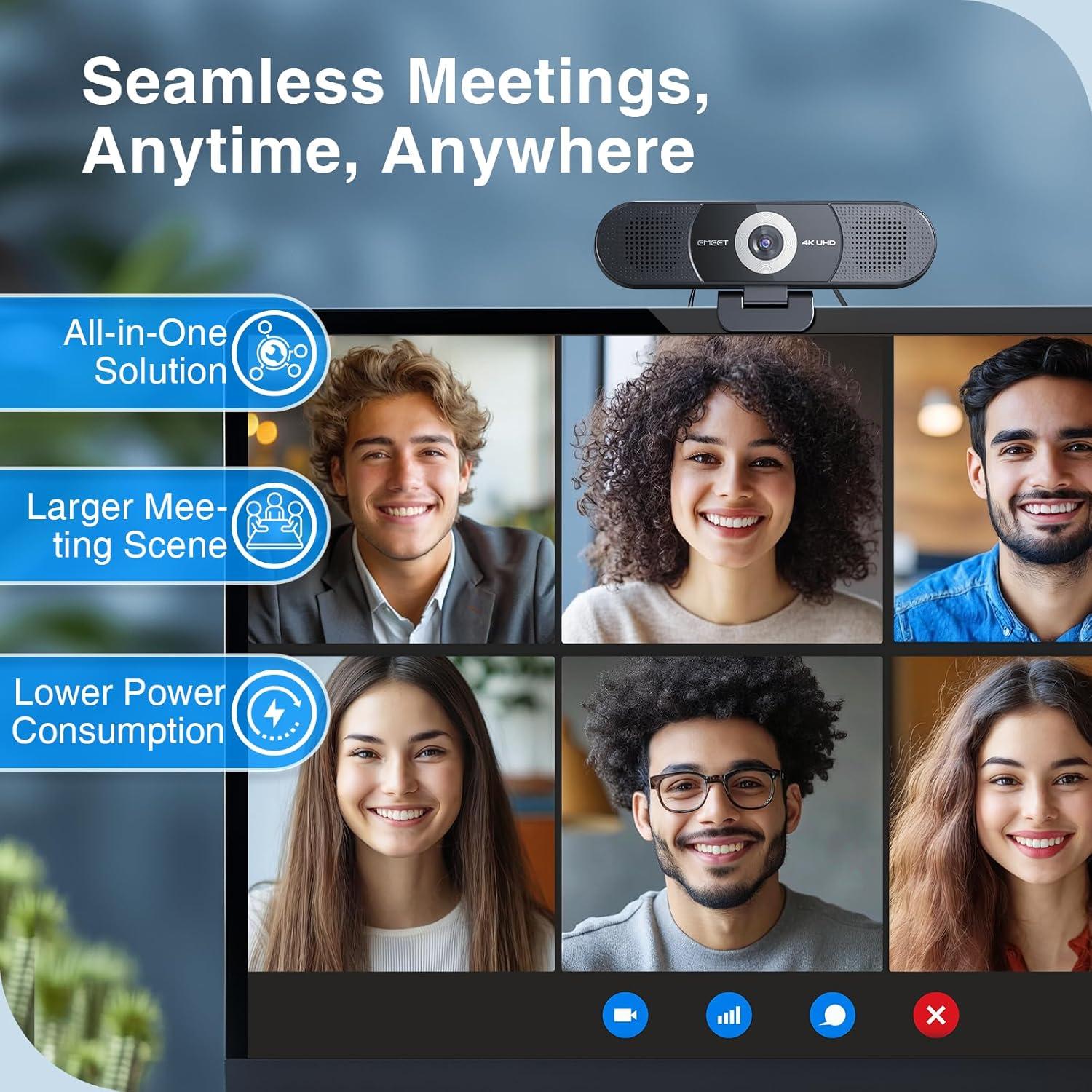 Webcam EMEET C980 PRO 4K con Micrófono y Altavoces