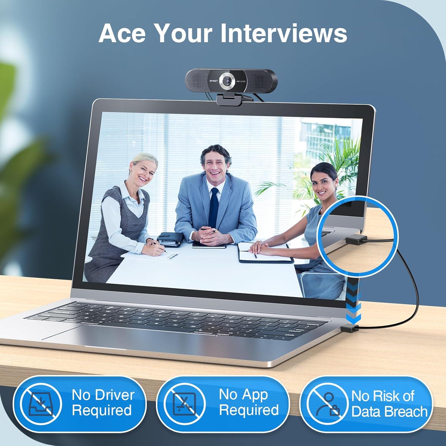 Webcam EMEET C980 PRO 4K con Micrófono y Altavoces