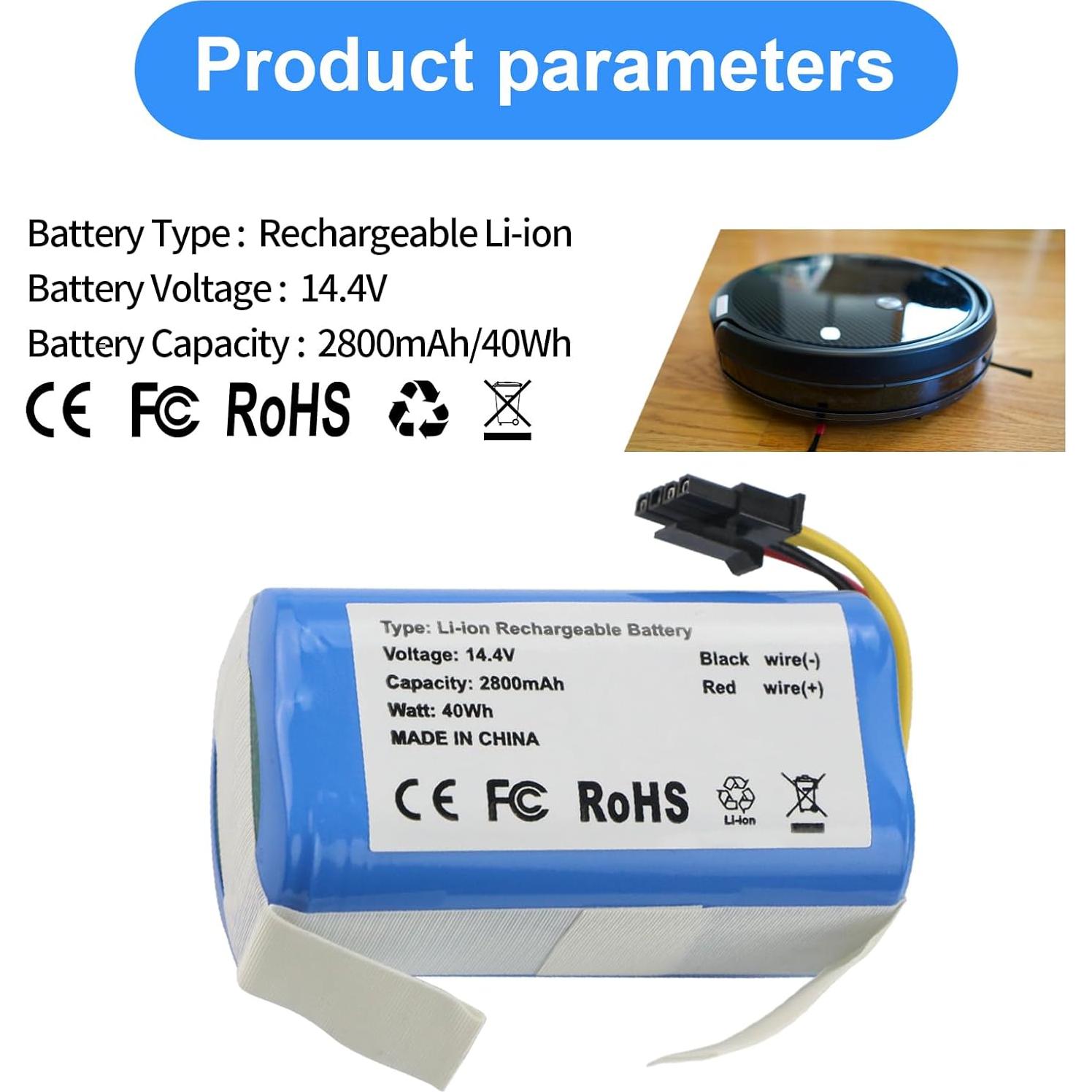 MULS 2800mAh Vacuum Battery Replacement for AIRROBO P10, iHome iHRV6-BLK Robot Vacuum Cleaner 14.4V