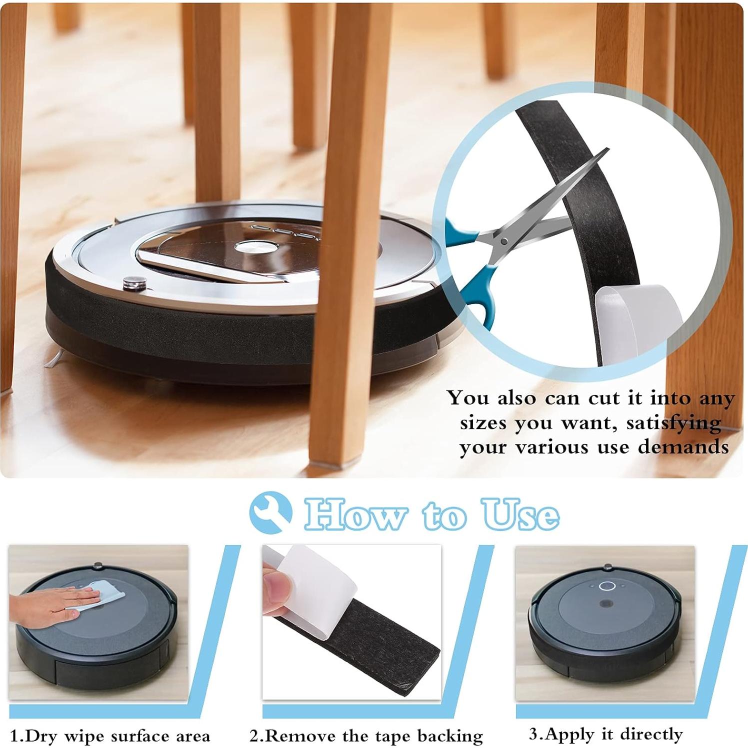 Outus 4 Pieces Robot Vacuum Bumper Soft Bumper Sweeping Robot Protector Black Sweeping Cover for Furniture Vacuum Cleaner Home Office Restaurant Applications