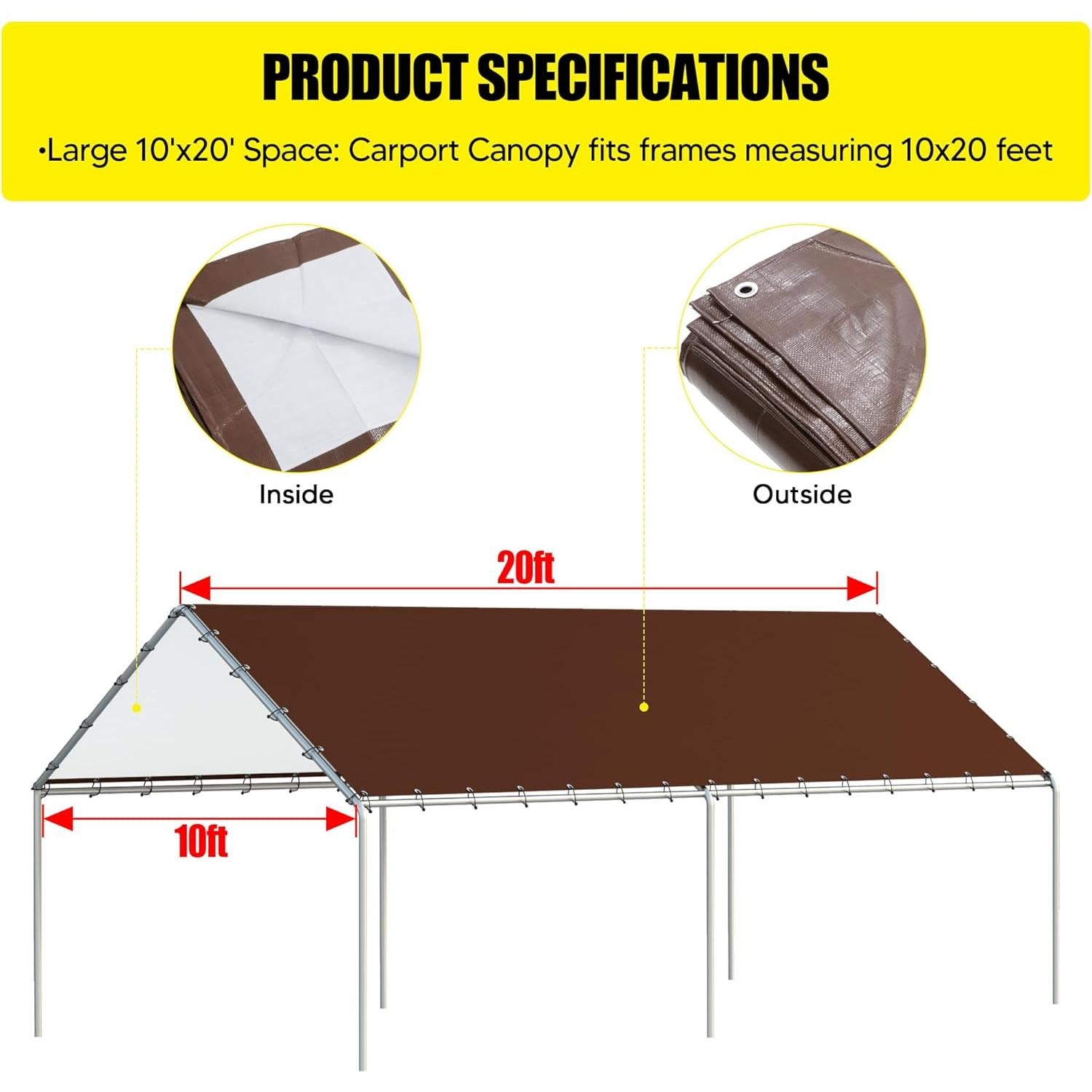 Cubierta de Reemplazo Toldo DWALE 10x6m Impermeable UV Marrón
