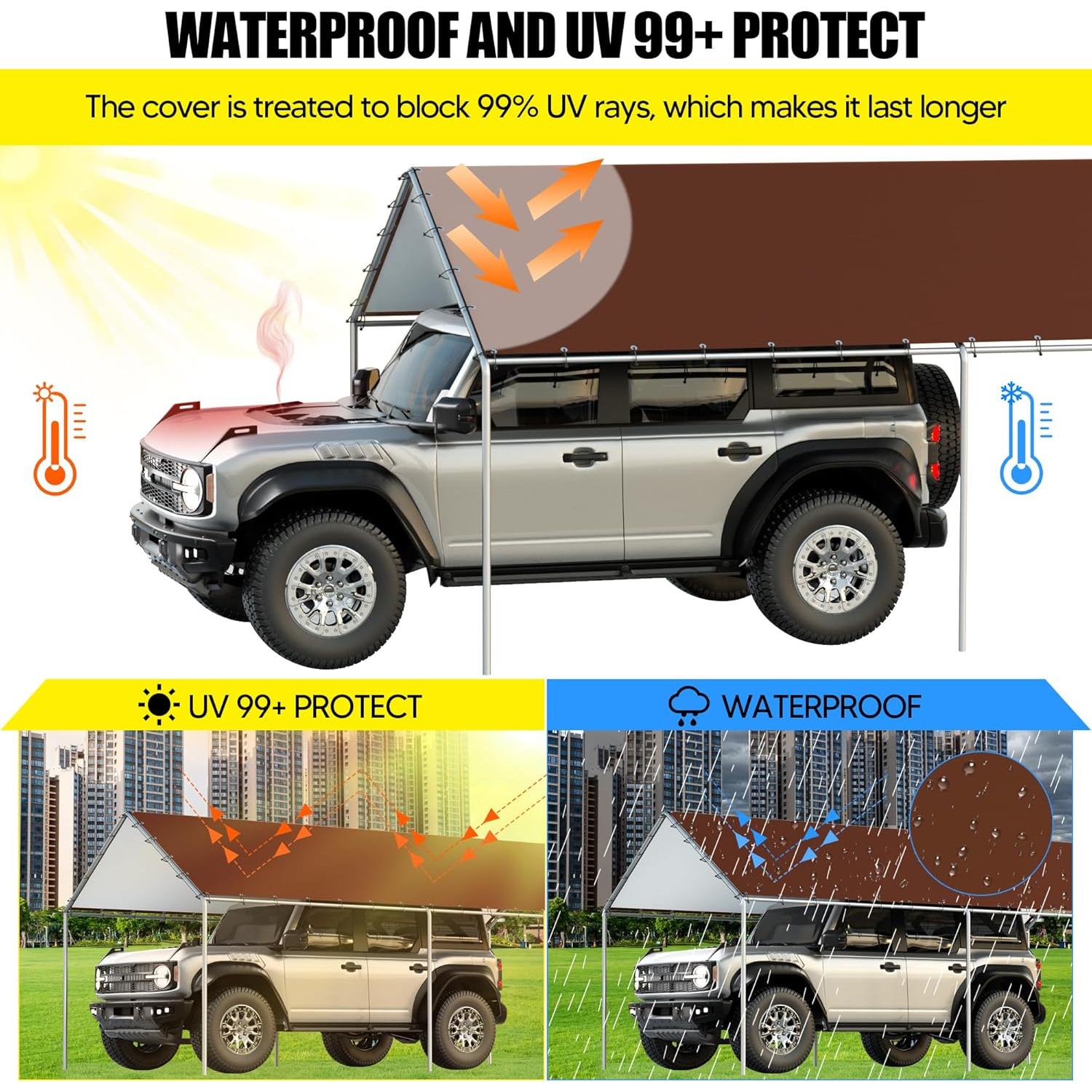 Cubierta de Reemplazo Toldo DWALE 10x6m Impermeable UV Marrón