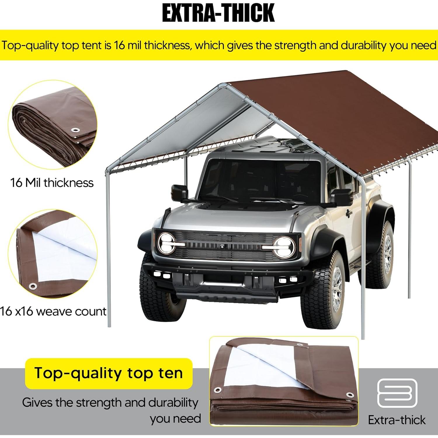 Cubierta de Reemplazo Toldo DWALE 10x6m Impermeable UV Marrón