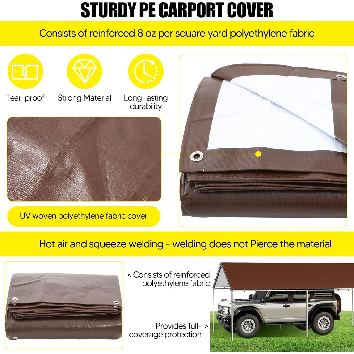 Cubierta de Reemplazo Toldo DWALE 10x6m Impermeable UV Marrón