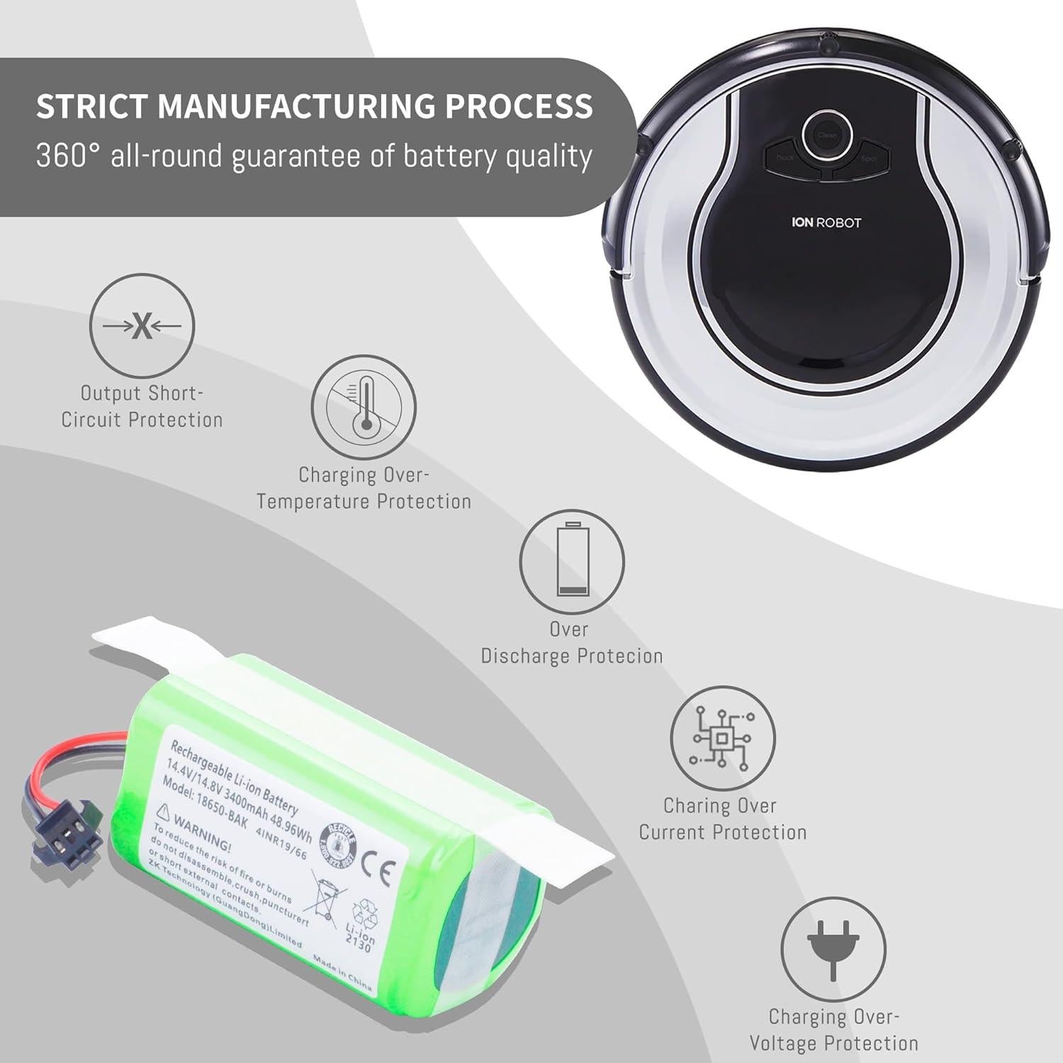 Batería 3400mAh 14.4V para aspiradora robot Lefant M210