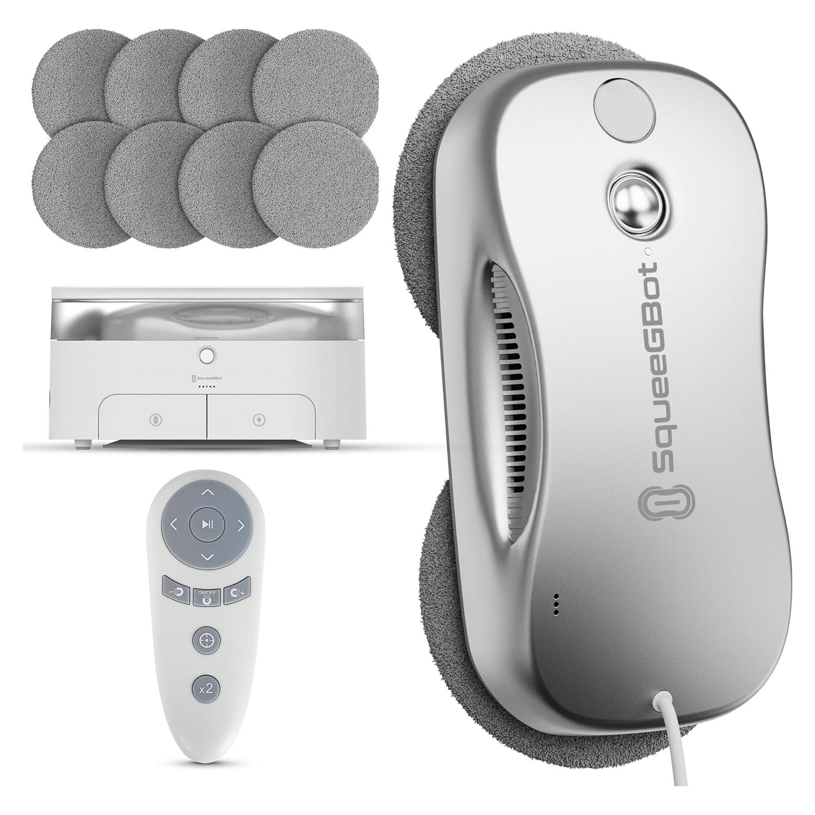 SqueeGBot Window Cleaning Robot Ideal for Panoramic Windows, Tiles, Mirrors, Robot Windows Cleaner with Intelligent AI 5.0 Navigation, Electric Window Cleaner Water Spraying, up to 5300 Pa