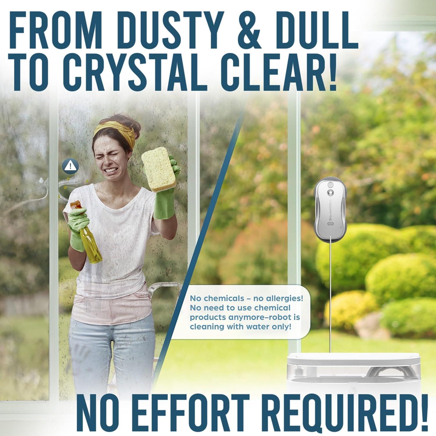 SqueeGBot Window Cleaning Robot Ideal for Panoramic Windows, Tiles, Mirrors, Robot Windows Cleaner with Intelligent AI 5.0 Navigation, Electric Window Cleaner Water Spraying, up to 5300 Pa