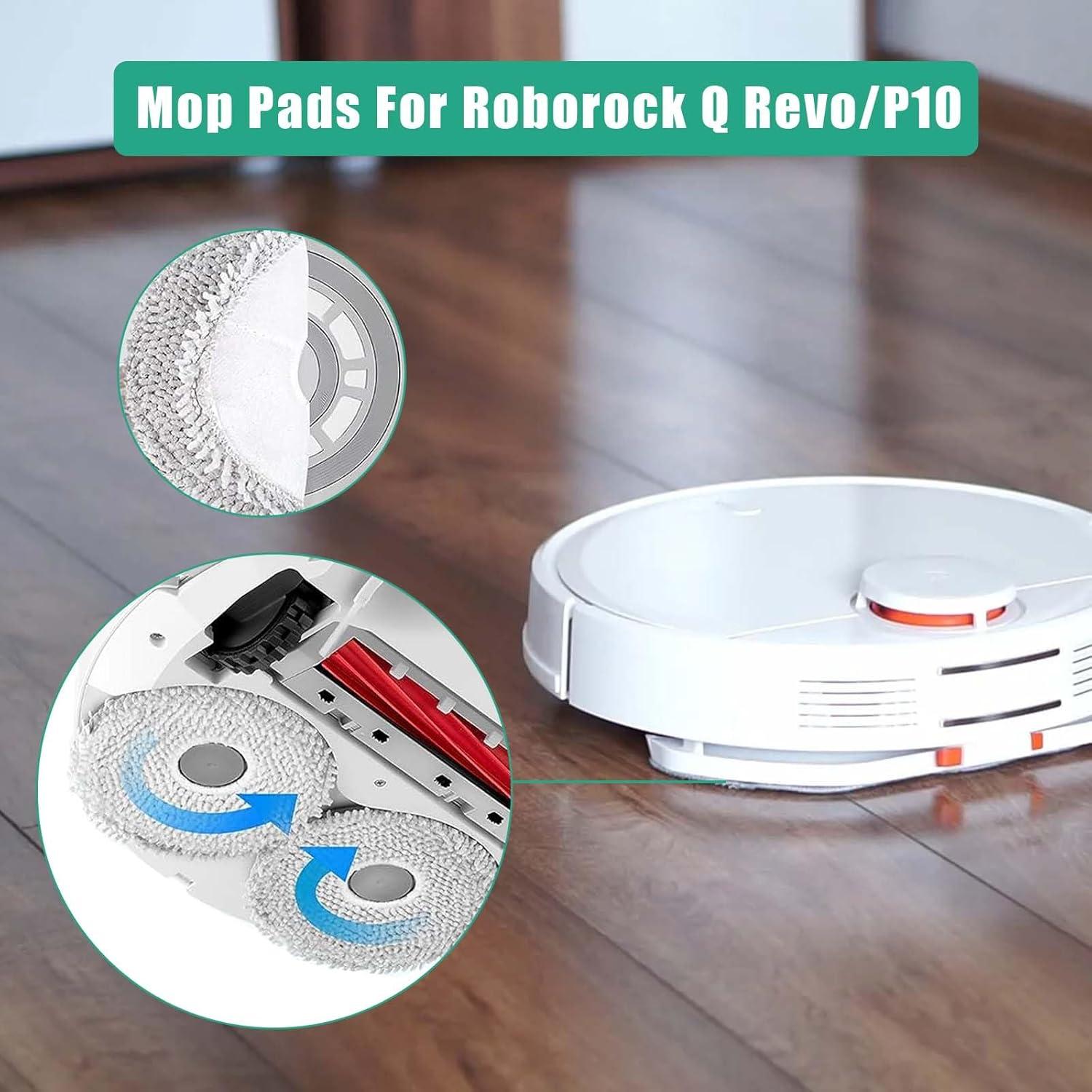 6pcs Moppad for Roborock Qrevo S5V/ QV 35A/35S/ Q Revo/Q Revo Maxv/Q revo Master/Q revo S/Q Revo Pro / P10 Pro /P10 Vacuum Replacement Part, Microfiber Mop Pad Washable Wipes Accessory Set