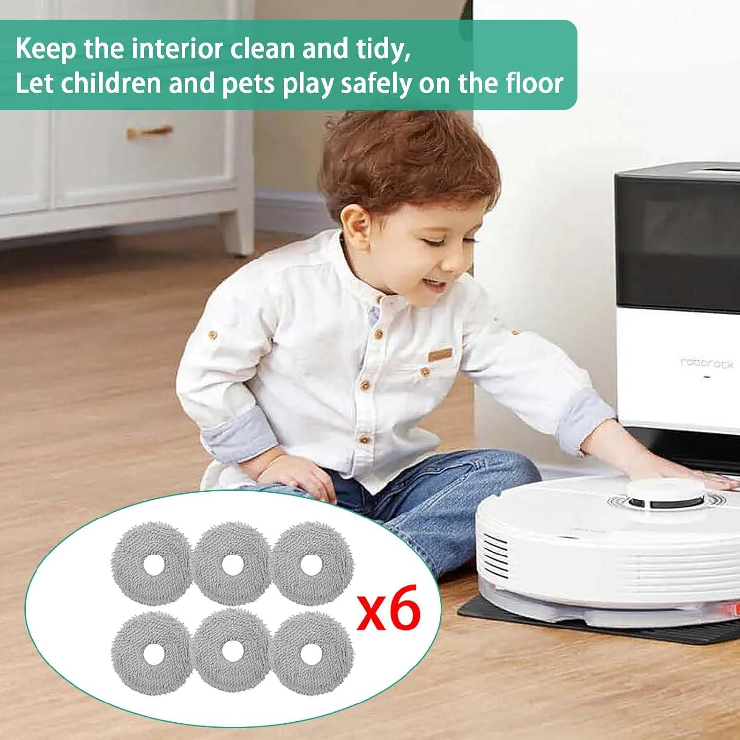 6pcs Moppad for Roborock Qrevo S5V/ QV 35A/35S/ Q Revo/Q Revo Maxv/Q revo Master/Q revo S/Q Revo Pro / P10 Pro /P10 Vacuum Replacement Part, Microfiber Mop Pad Washable Wipes Accessory Set