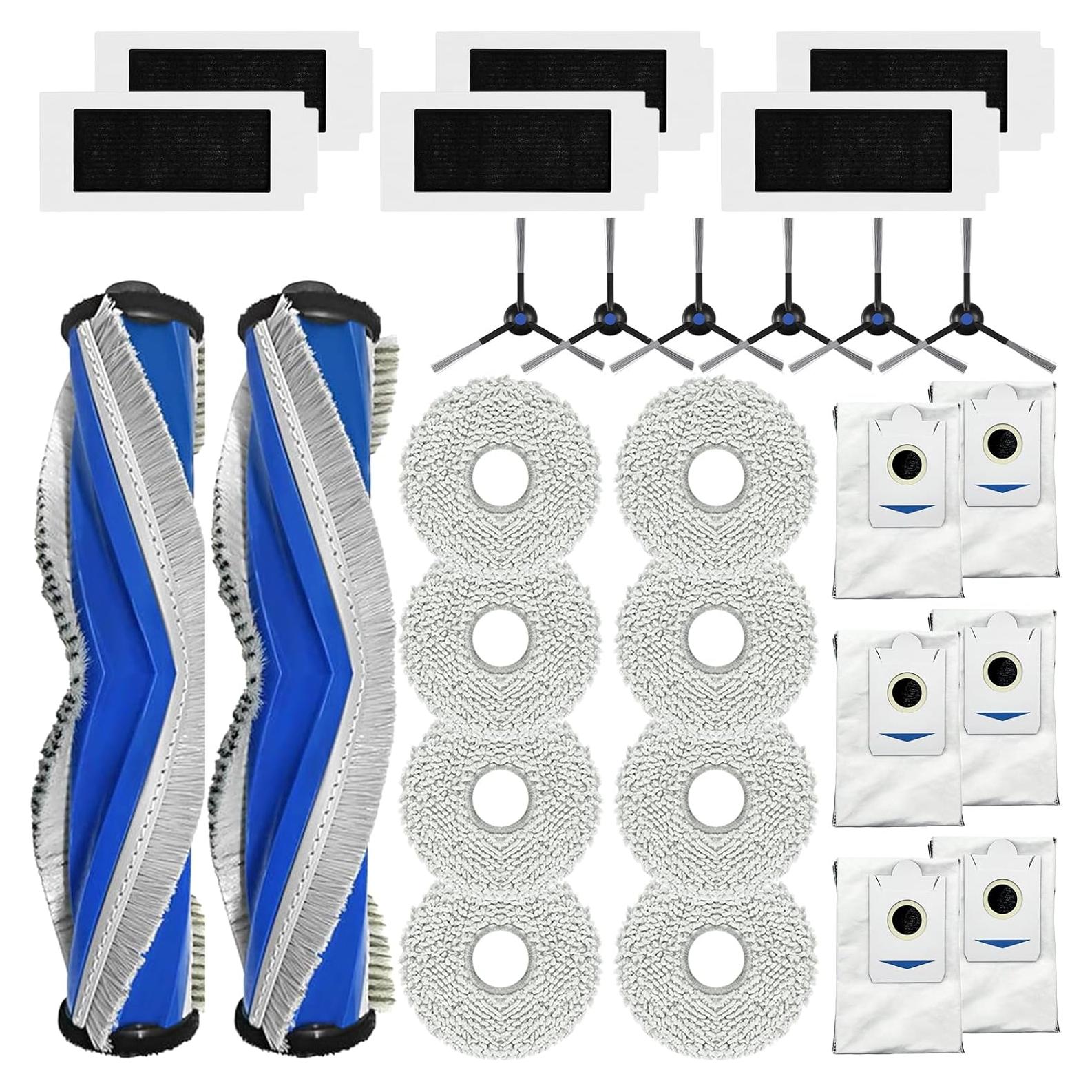 Kit de Reemplazo para Aspiradora Robot Ecovacs DEEBOT T30S - 2 Cepillos, 6 Filtros HEPA, 8 Almohadillas