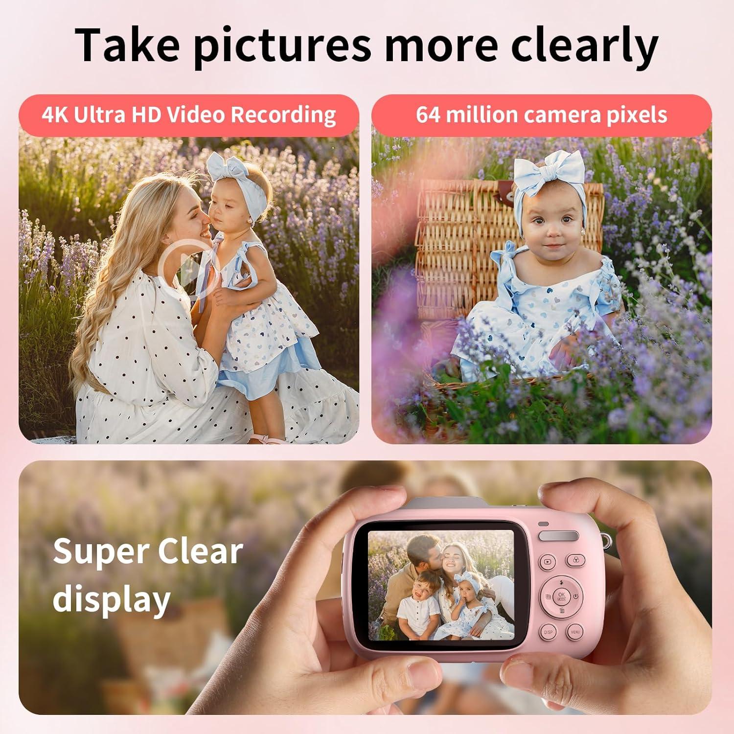 Cámara Digital KOMERY G7A 4K 64MP Rosa Compacta 18X Zoom