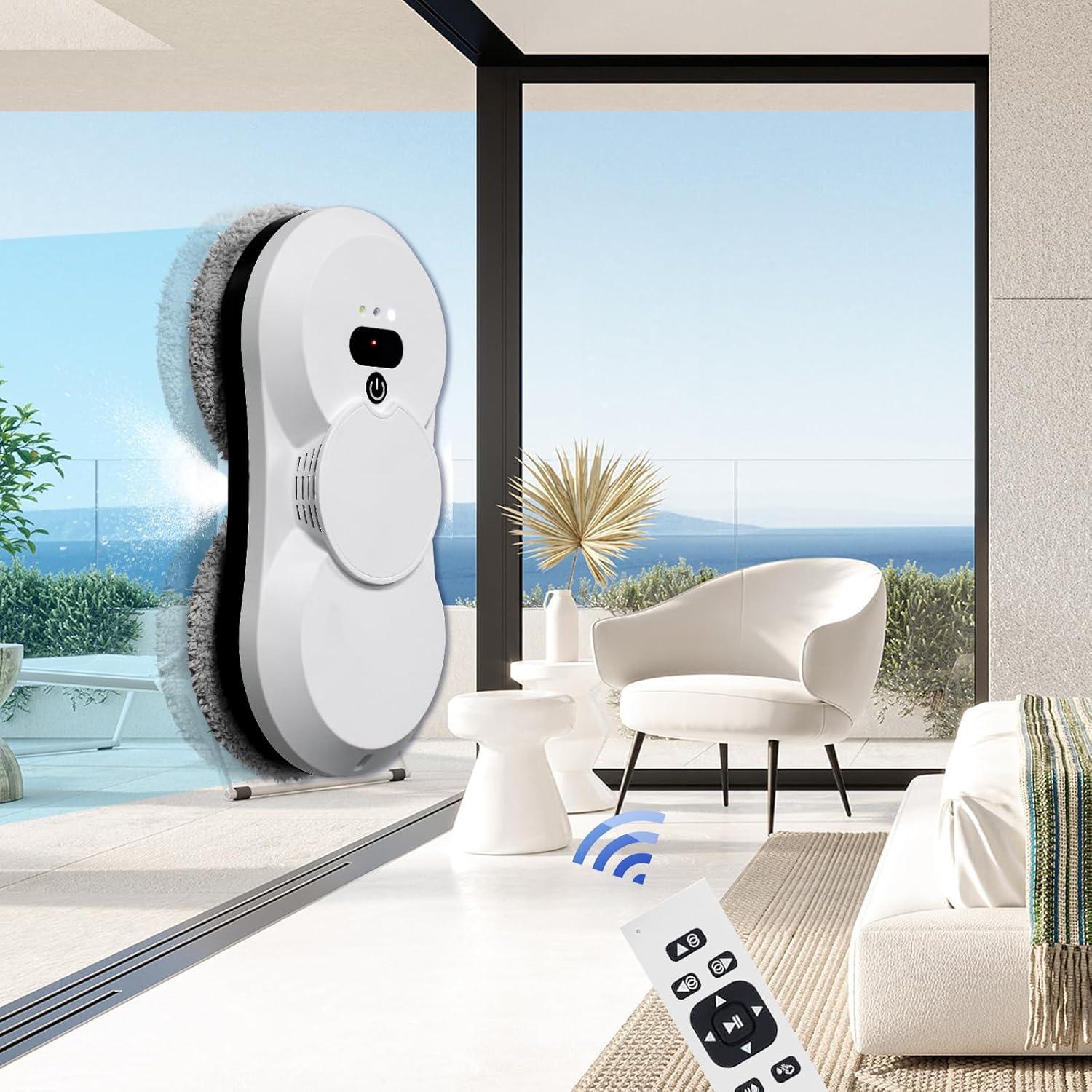 Window Cleaner Robot with Ultrasonic 5600PA Auto Water Glass Cleaning Automatic Smart Robot Cleaner, Remote Control Window Vacuum Cleaner (Two-Way)