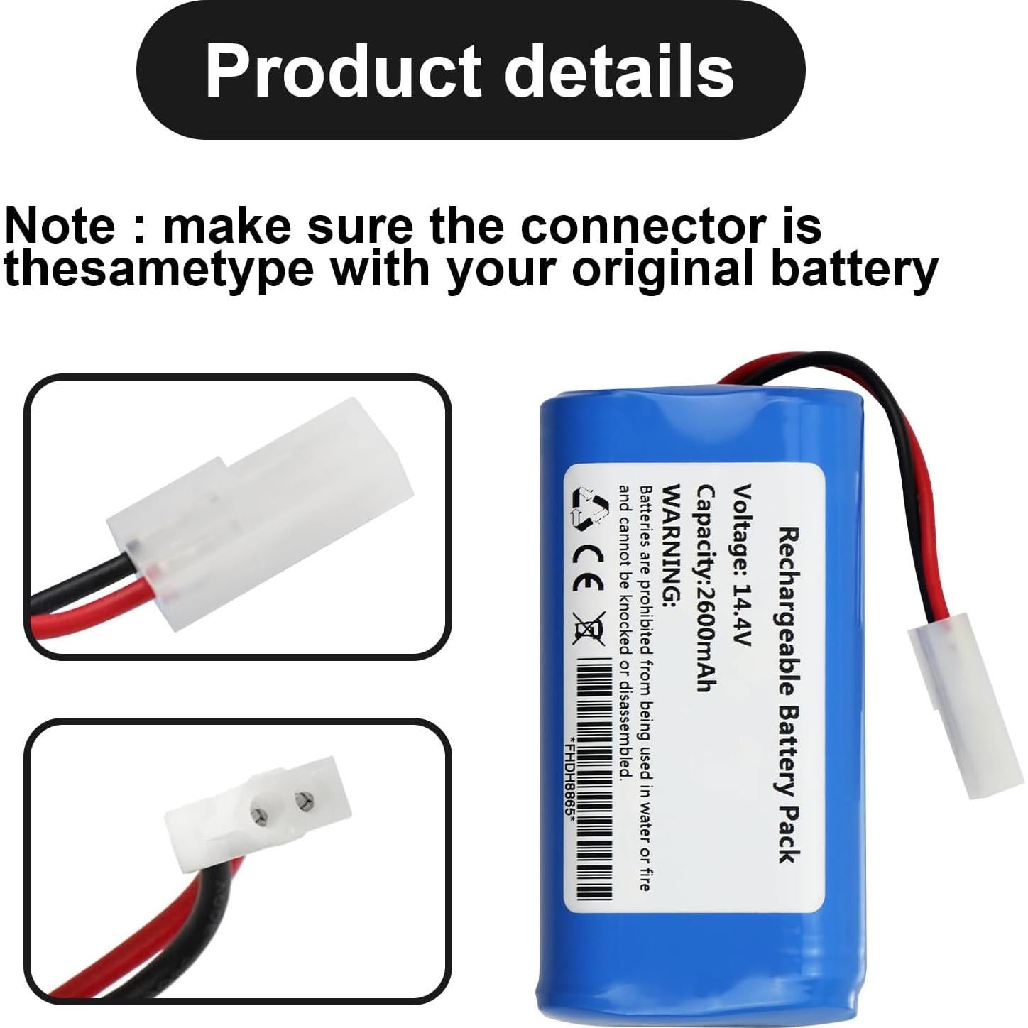 Batería de Reemplazo 2600mAh 14.4V para Aspiradora Kealive I6