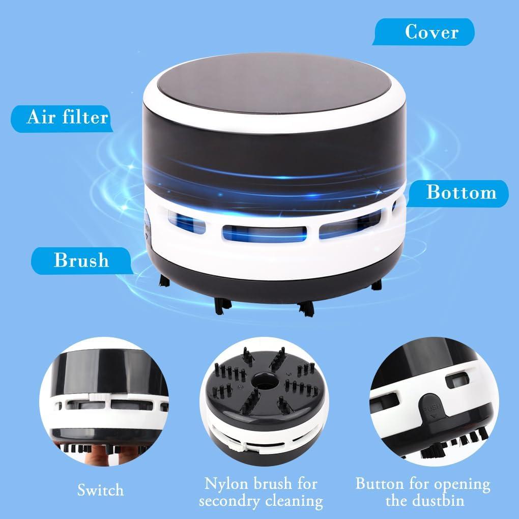 FineInno Desk Vacuum Cleaner Mini, Portable Desktop Vacuum, Mini Crumb Dust Desk Vacuum Cordless Sweeper for Home, Office,Cars,Pet Hairs,No Battery Included