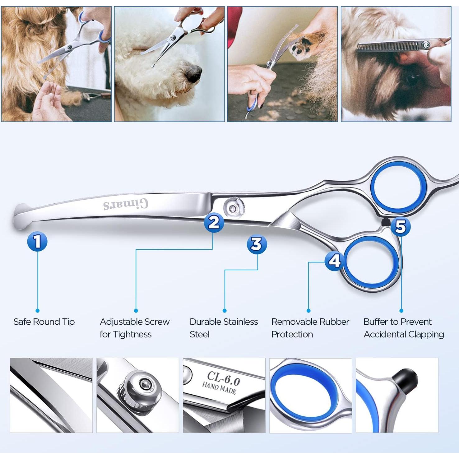 Tijeras de Aseo Profesional Gimars 6 en 1 Acero Inoxidable