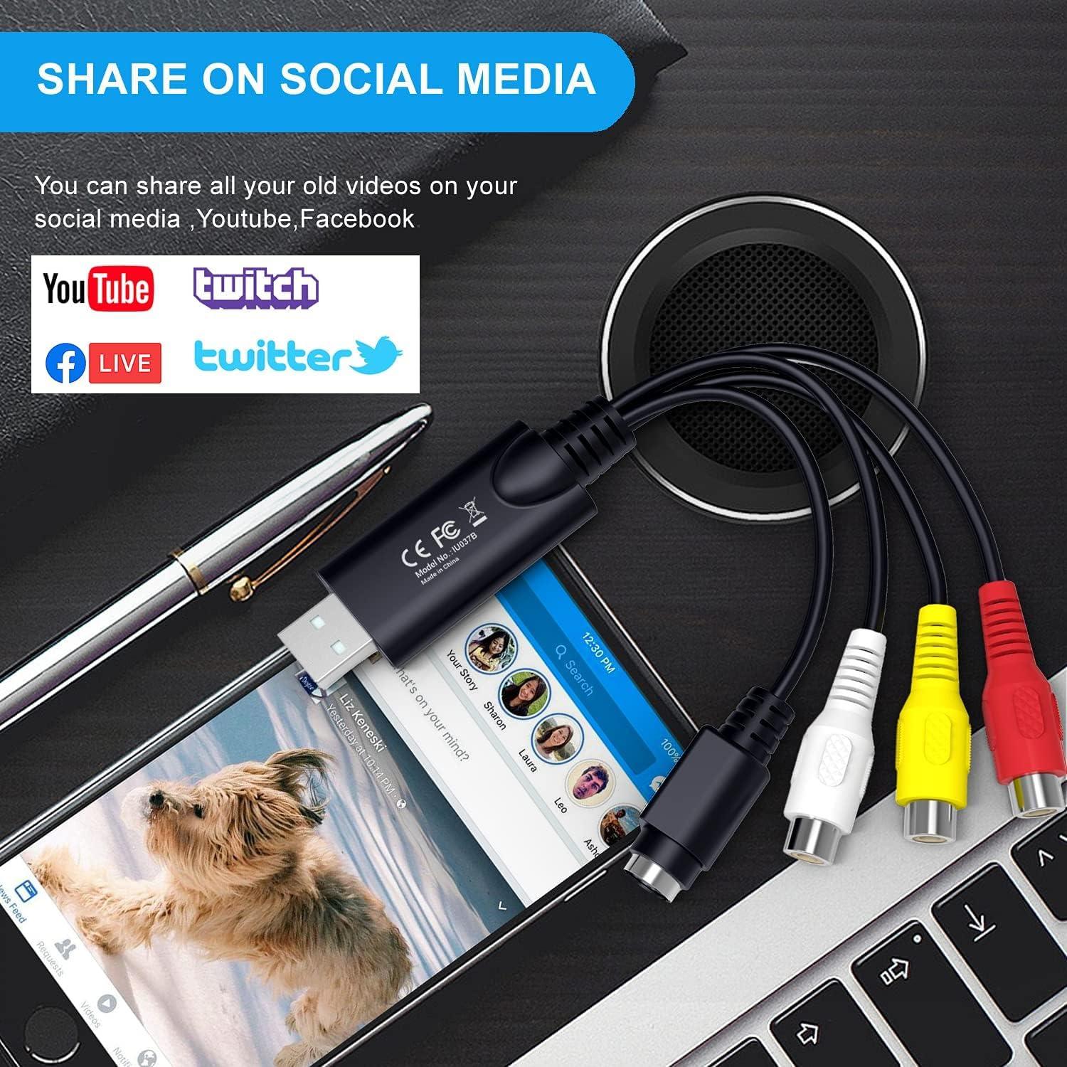 Kkf Captura Video USB 2.0 - Convertidor VHS a Digital