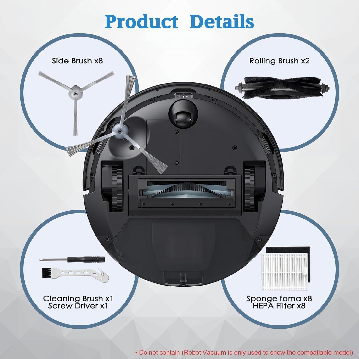 Accesorios de Repuesto eufy L60 L50 - 8 Cepillos, 2 Rodantes, 8 Filtros