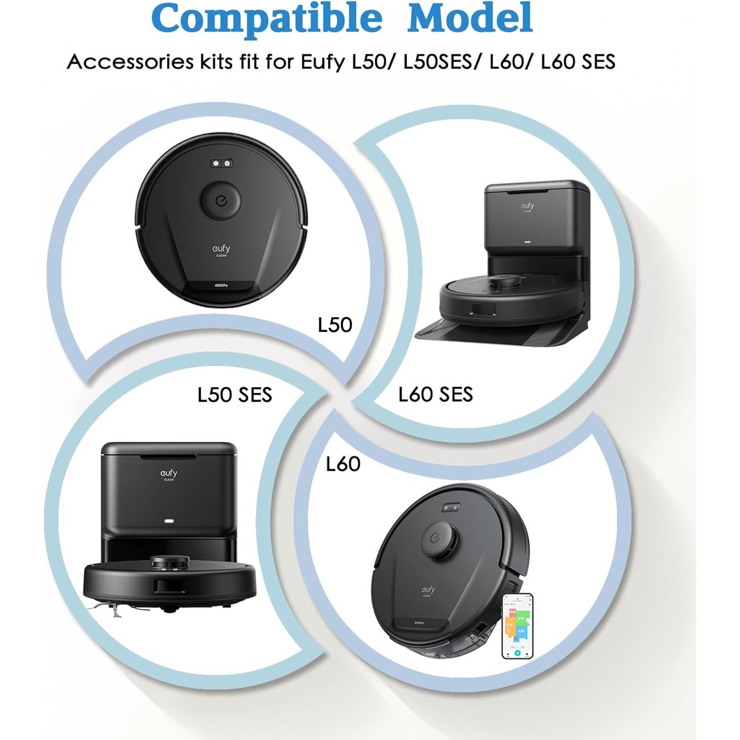 Accesorios de Repuesto eufy L60 L50 - 8 Cepillos, 2 Rodantes, 8 Filtros