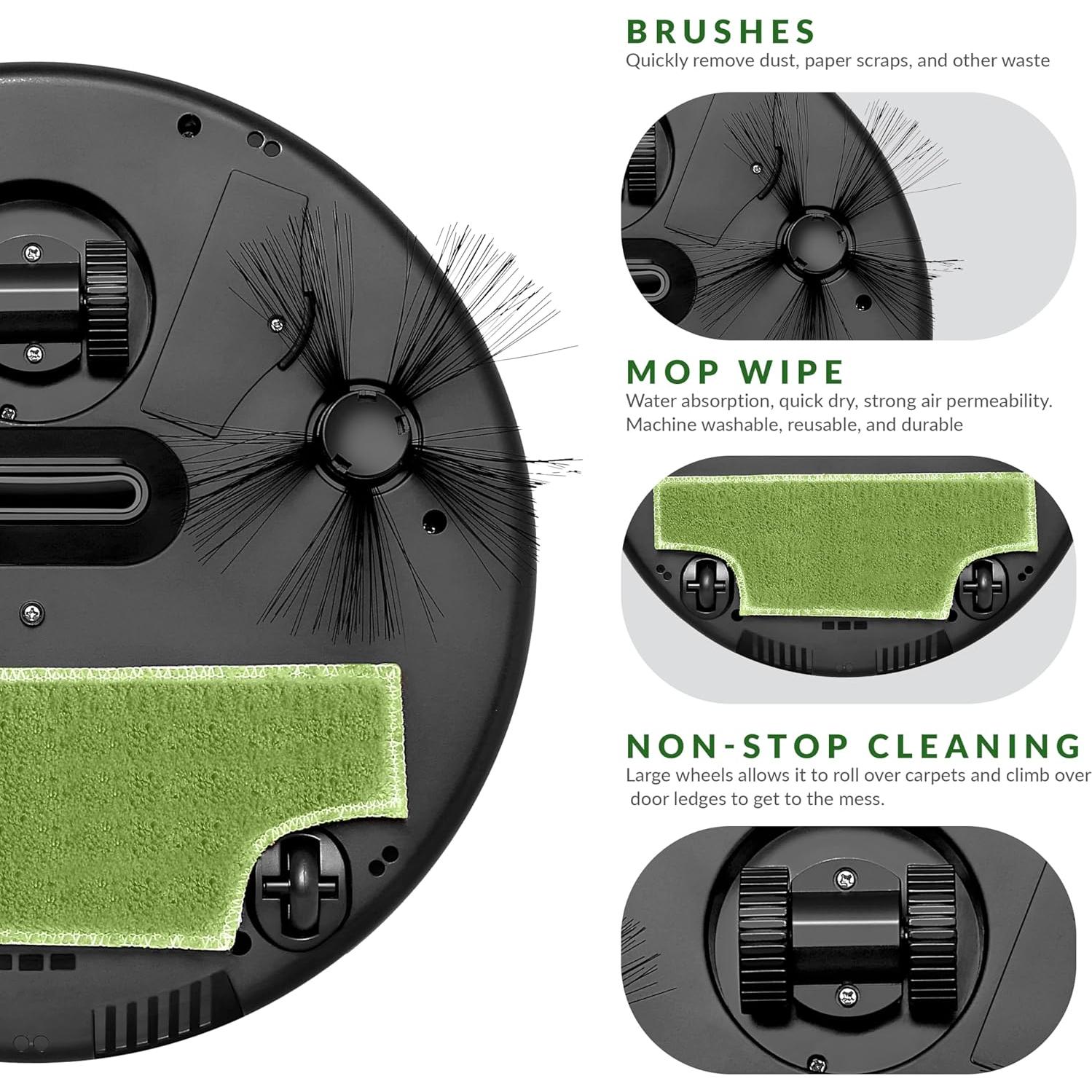 Supersonic SC-820SV Robot Vacuum & Dry Mop, Quiet Clean, Low-Profile Design, 120 Minutes Cleaning Time, Drop-Sensing Technology, 420ML Dust Bin, Brushless Motor, Fast Charging