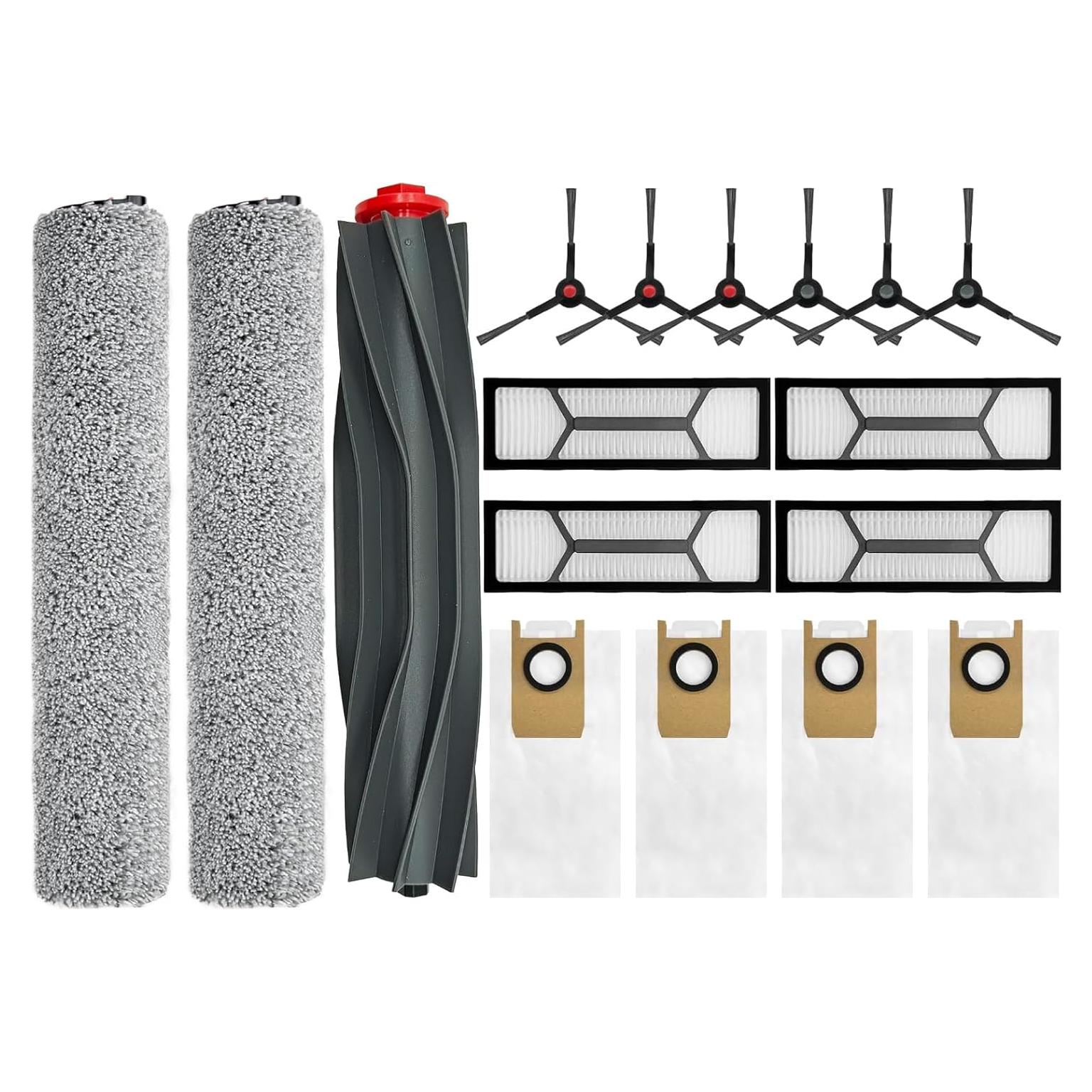 Omni S1 Pro Replacement Parts Accessories for Eufy Omni S1/S1 Pro Robot Vacuum: Main Brush X1, Side Brush X6, Washable Filter X4, Dust Bag X4, Rolling Mop X3 17-Pack