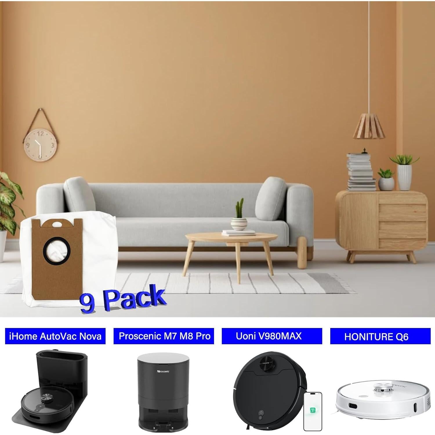 Paquete de 9 bolsas de polvo HOMFILBIT para aspiradoras iHome