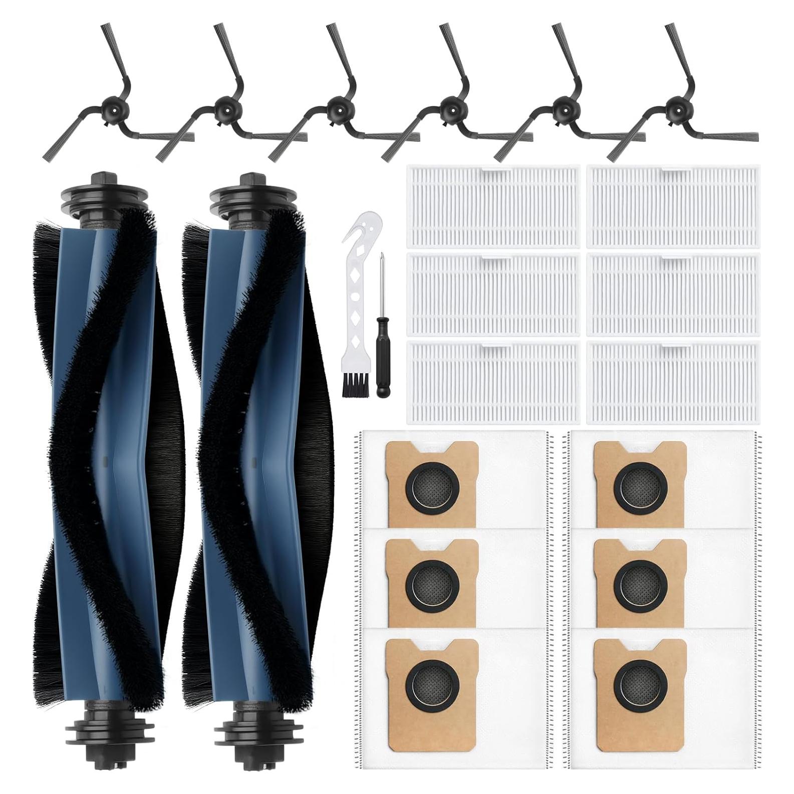 22 Pack Replacement Parts Compatible with for Eufy C10 Robot Vacuums Accessories kit, 2 Roller Brush, 6 HEPA Filters, 6 Side Brushes, 6 Dust Bags, 1 Clean Tool, 1 Screwdriver