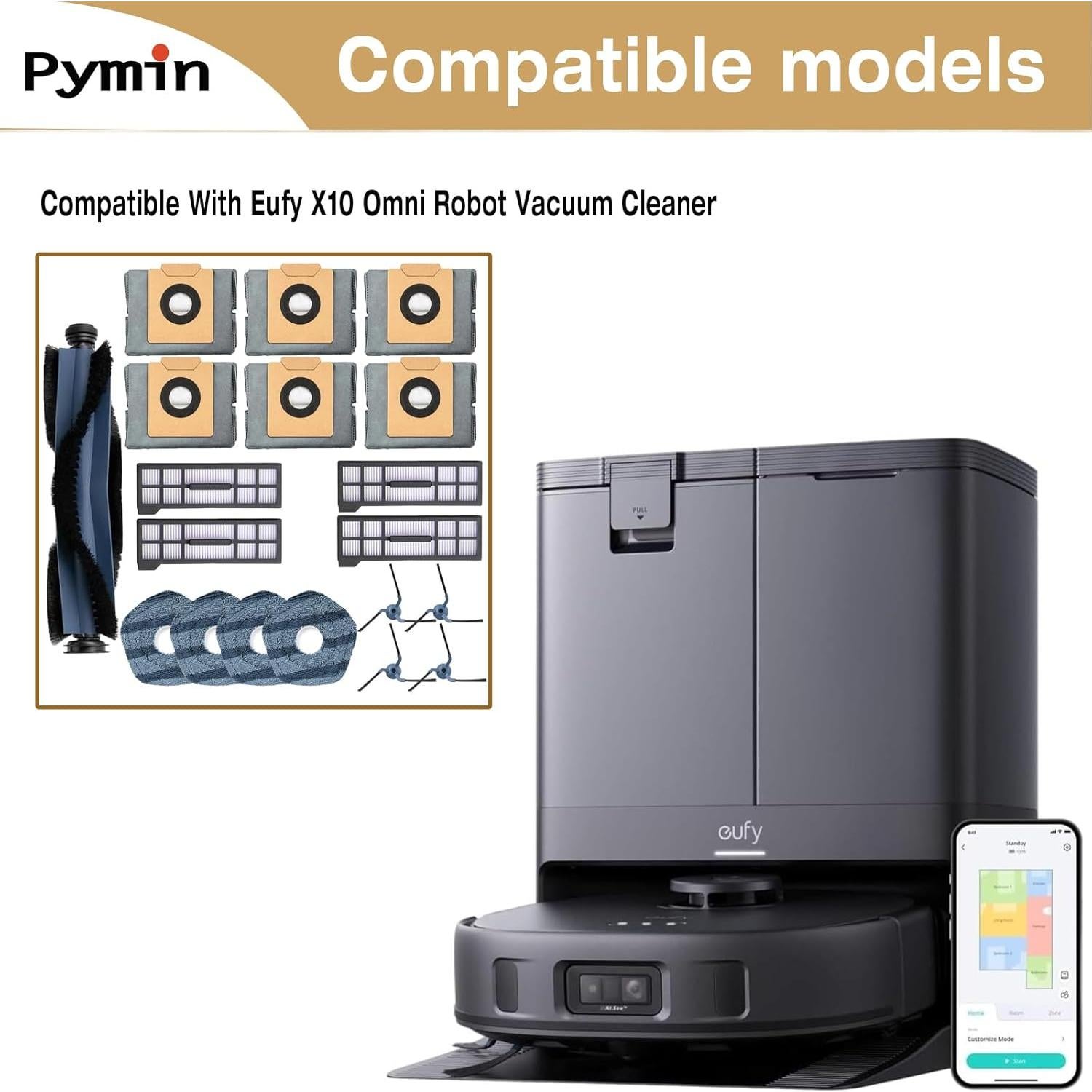Accesorios de Reemplazo Pymin para Aspiradora Eufy X10 Pro Omni