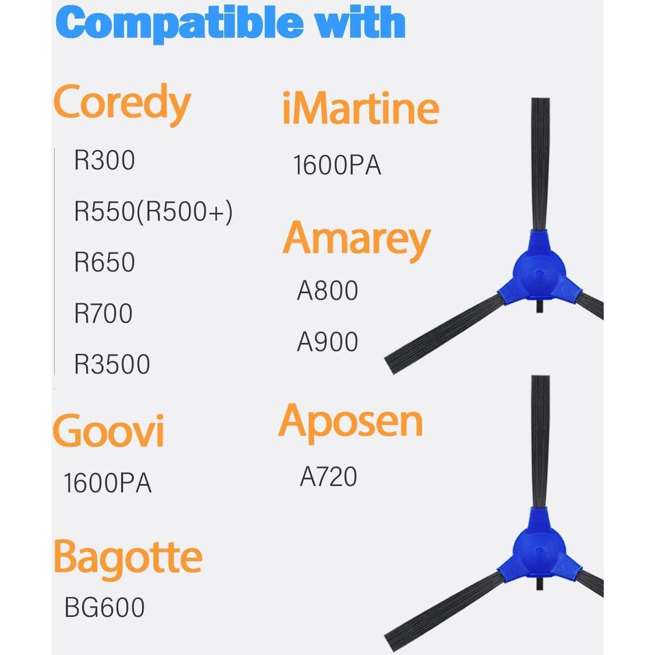 Cepillos Laterales de Repuesto BUS para Aspiradoras Robot - Paquete de 8